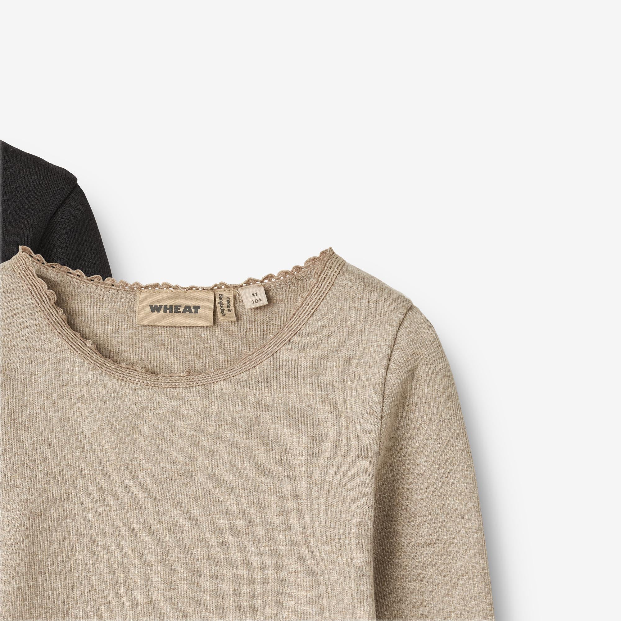 2-pak Langærmet Rib T-shirts Reese - gravel melange black