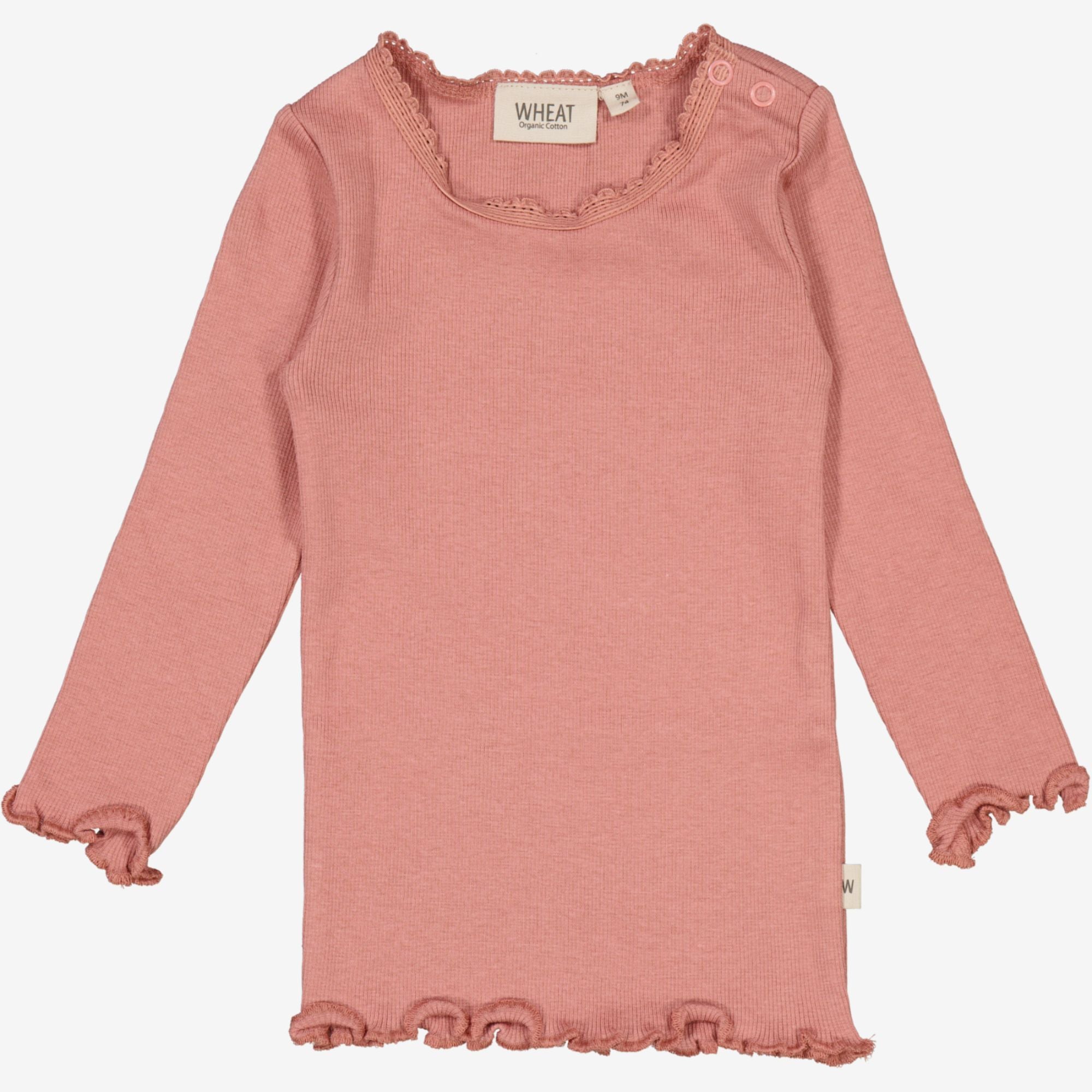 Wheat Main Blonde Rib T-Shirt LS | Baby Jersey Tops and T-Shirts 2021 old rose
