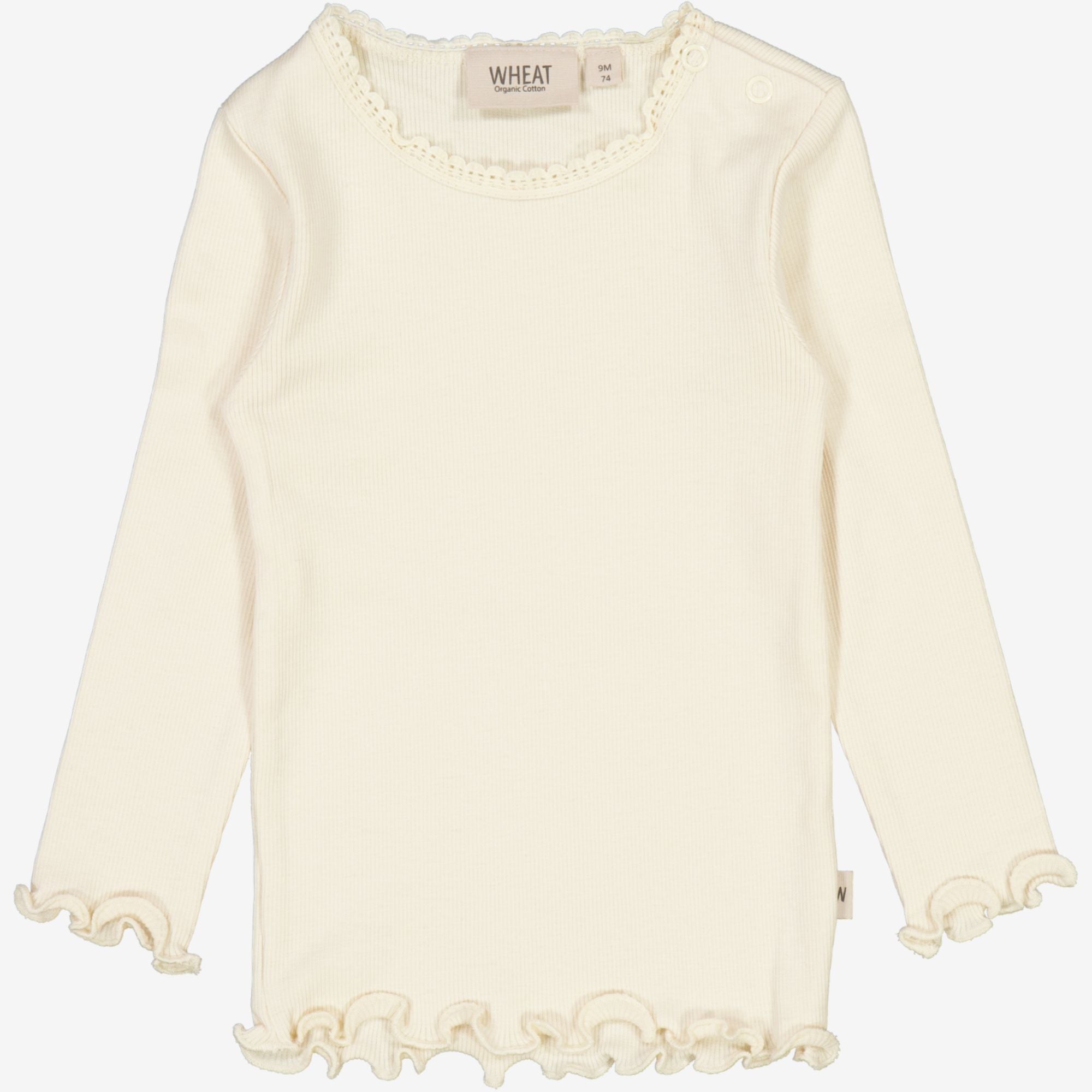 Wheat Main Blonde Rib T-Shirt LS | Baby Jersey Tops and T-Shirts 3129 eggshell