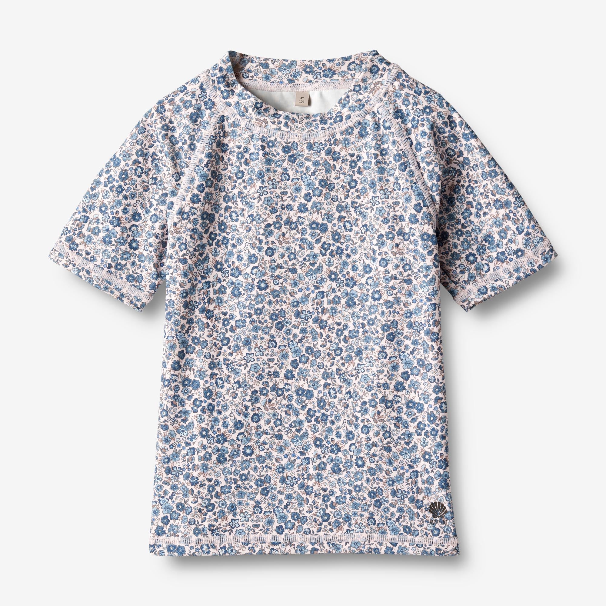 Wheat Main Kortærmet Bade T-shirt Jackie Swimwear 1301 blue flower meadow