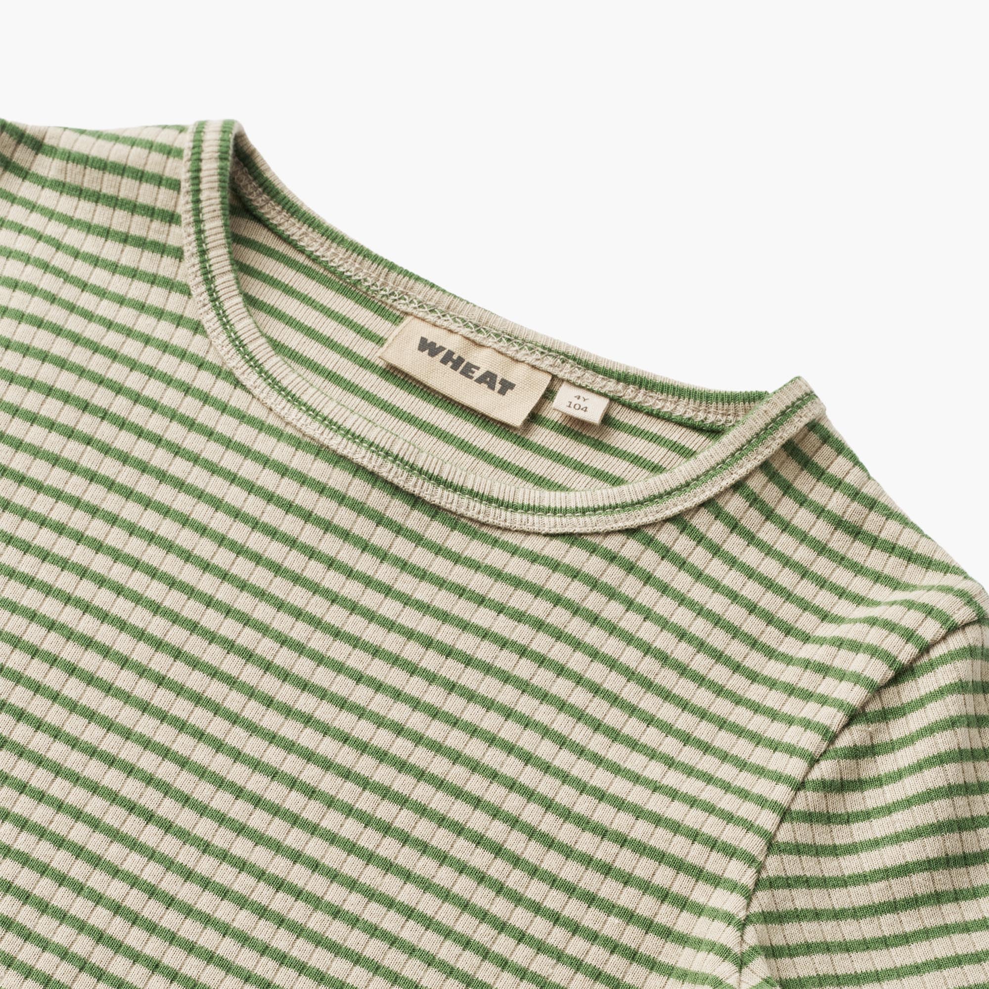 Langærmet Basis T-shirt Stig - elm green stripe