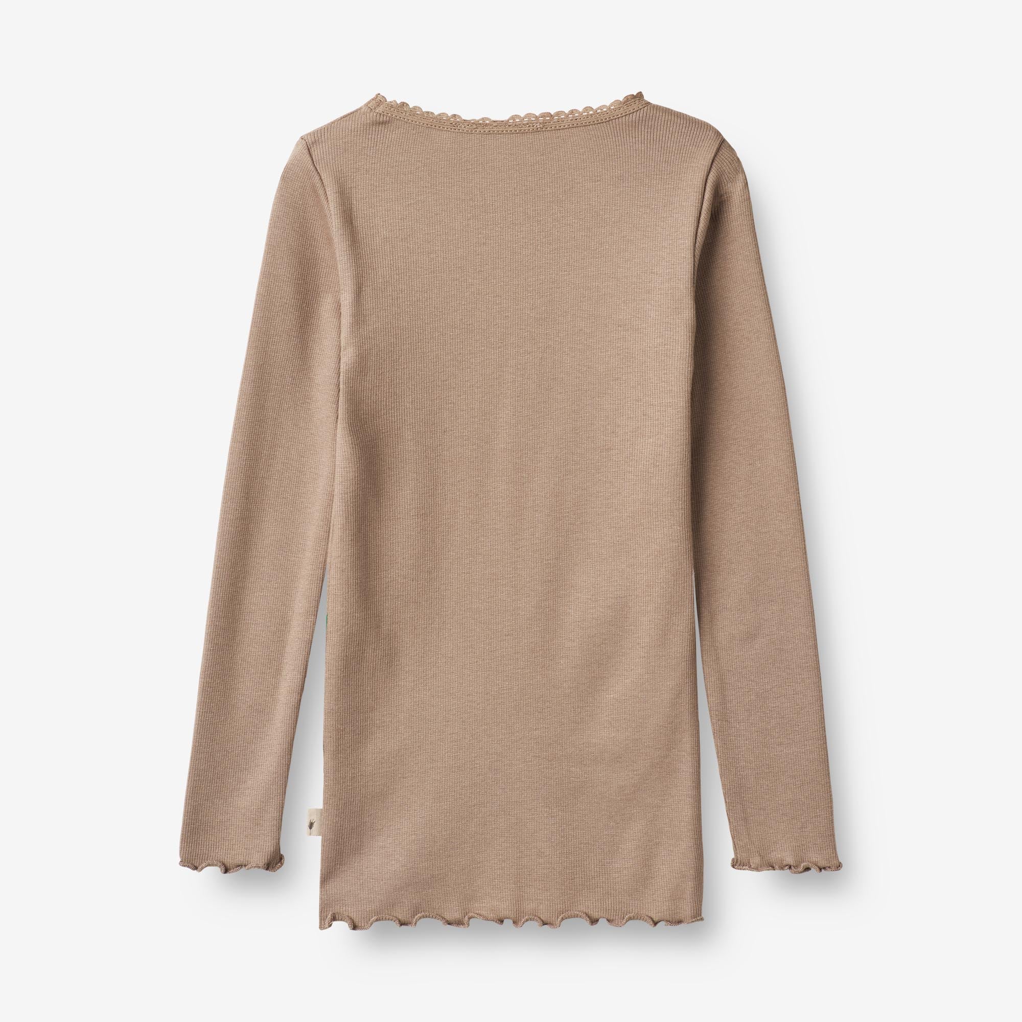 Langærmet Rib T-shirt Reese - soft brown