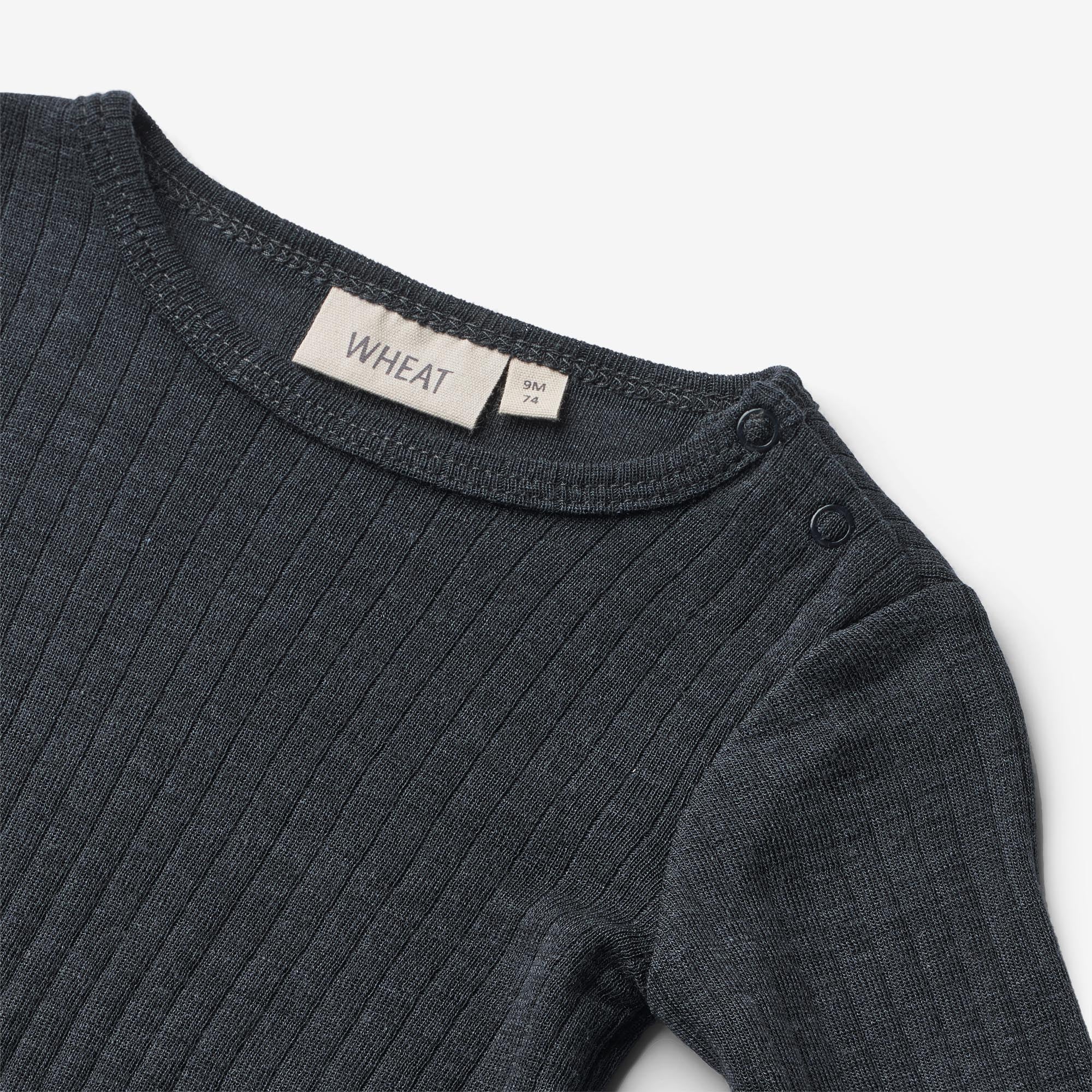 Langærmet Uld/silke body Liea - navy