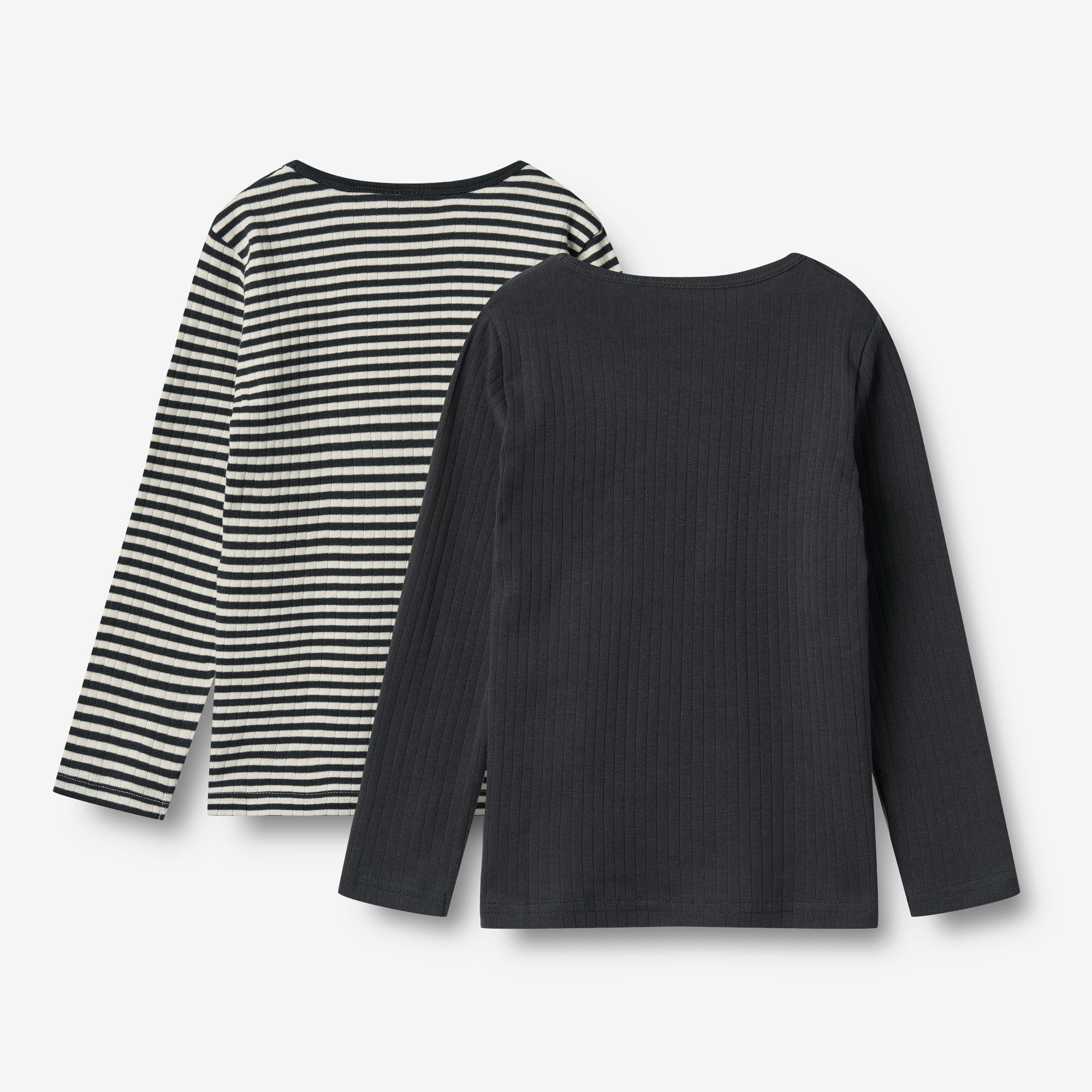 Sæt af 2 Langærmet Rib T-shirts Stig - navy rib stripe