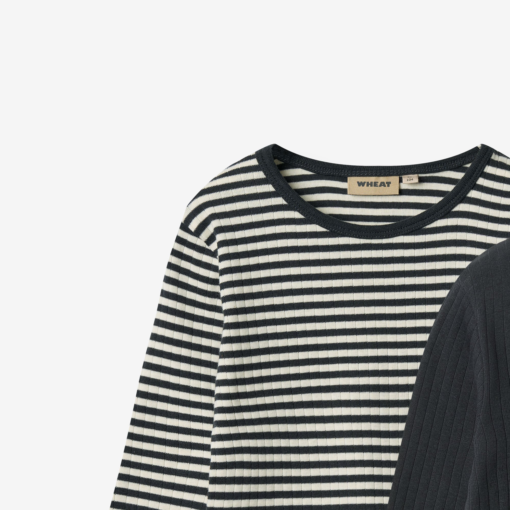 Sæt af 2 Langærmet Rib T-shirts Stig - navy rib stripe