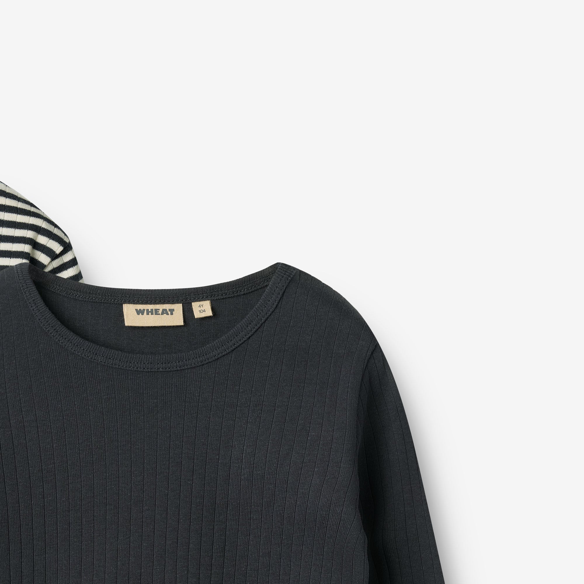 Sæt af 2 Langærmet Rib T-shirts Stig - navy rib stripe