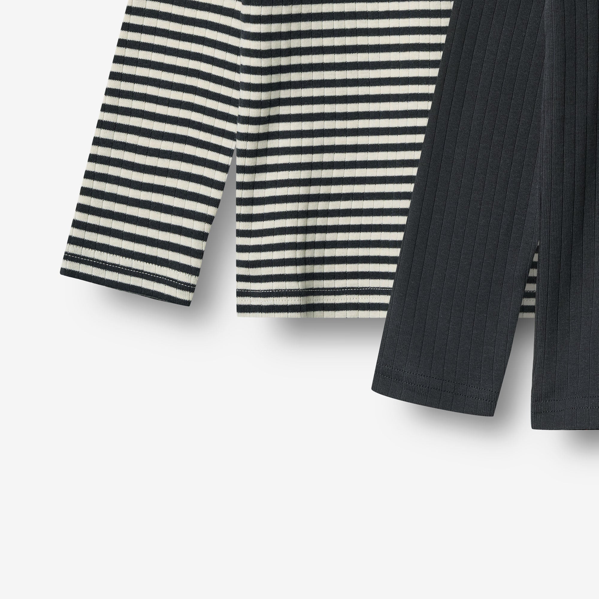 Sæt af 2 Langærmet Rib T-shirts Stig - navy rib stripe