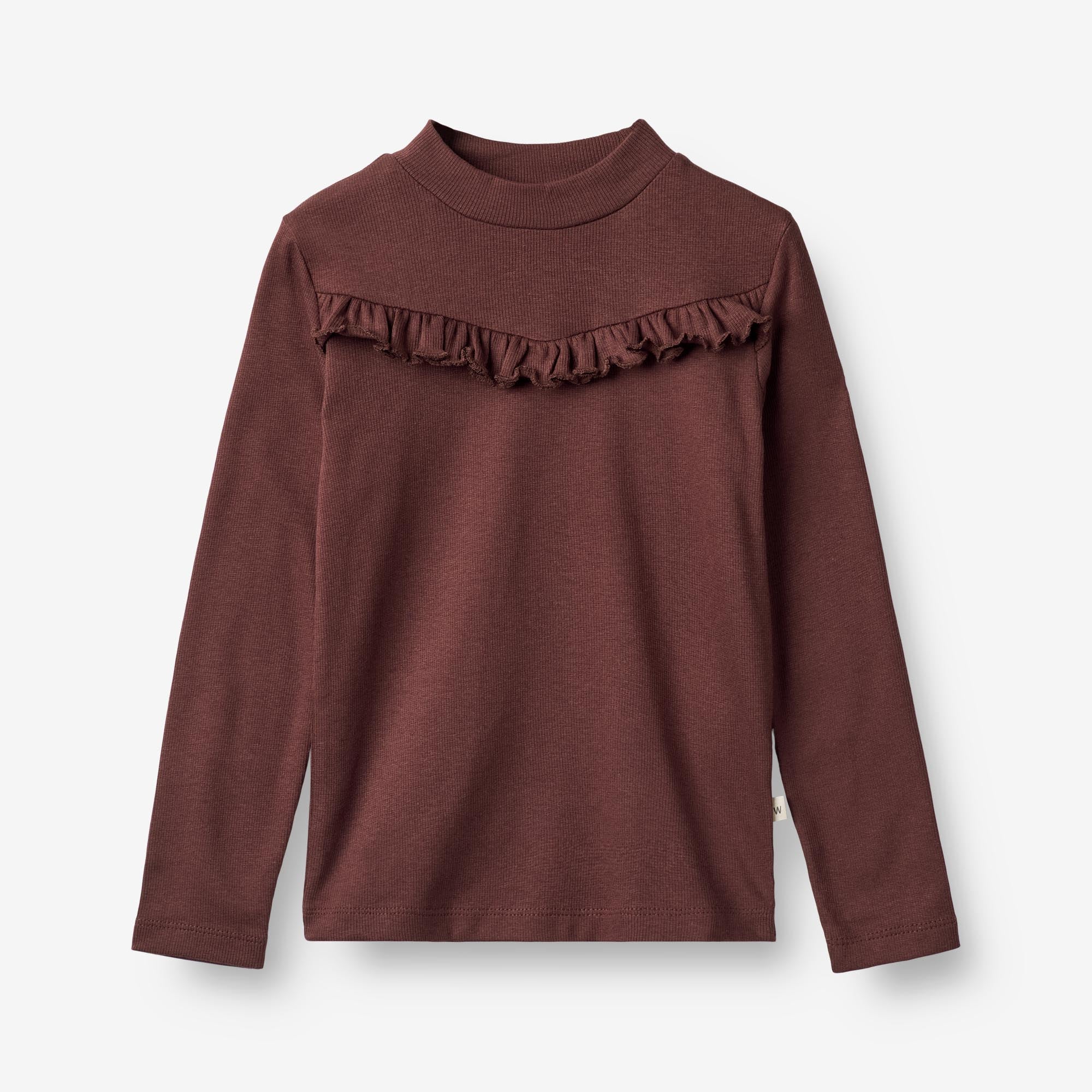 Wheat Main Langærmet Rib T-Shirt Rosetta Jersey Tops and T-Shirts 2118 aubergine