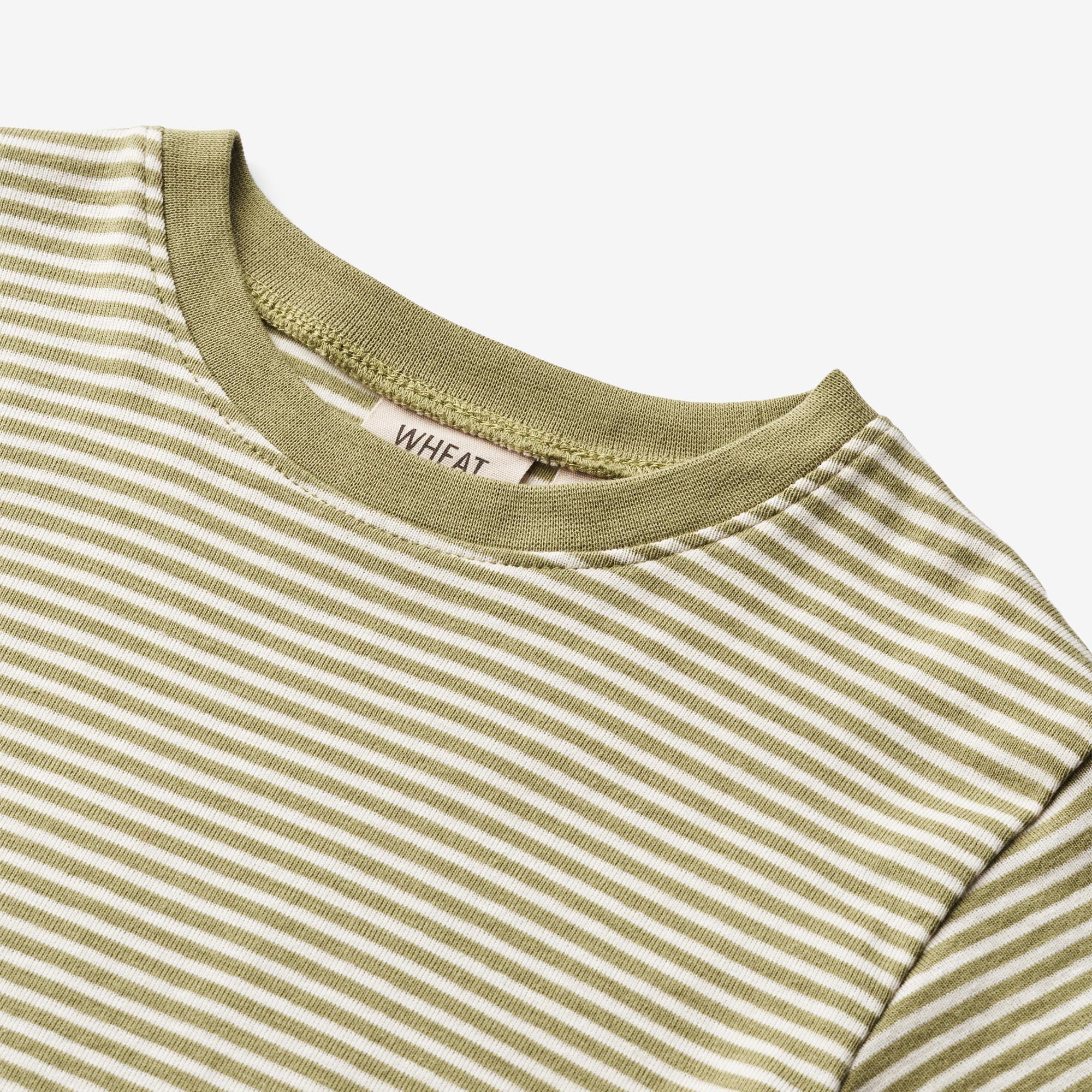 T-shirt Fabian - sage green stripe