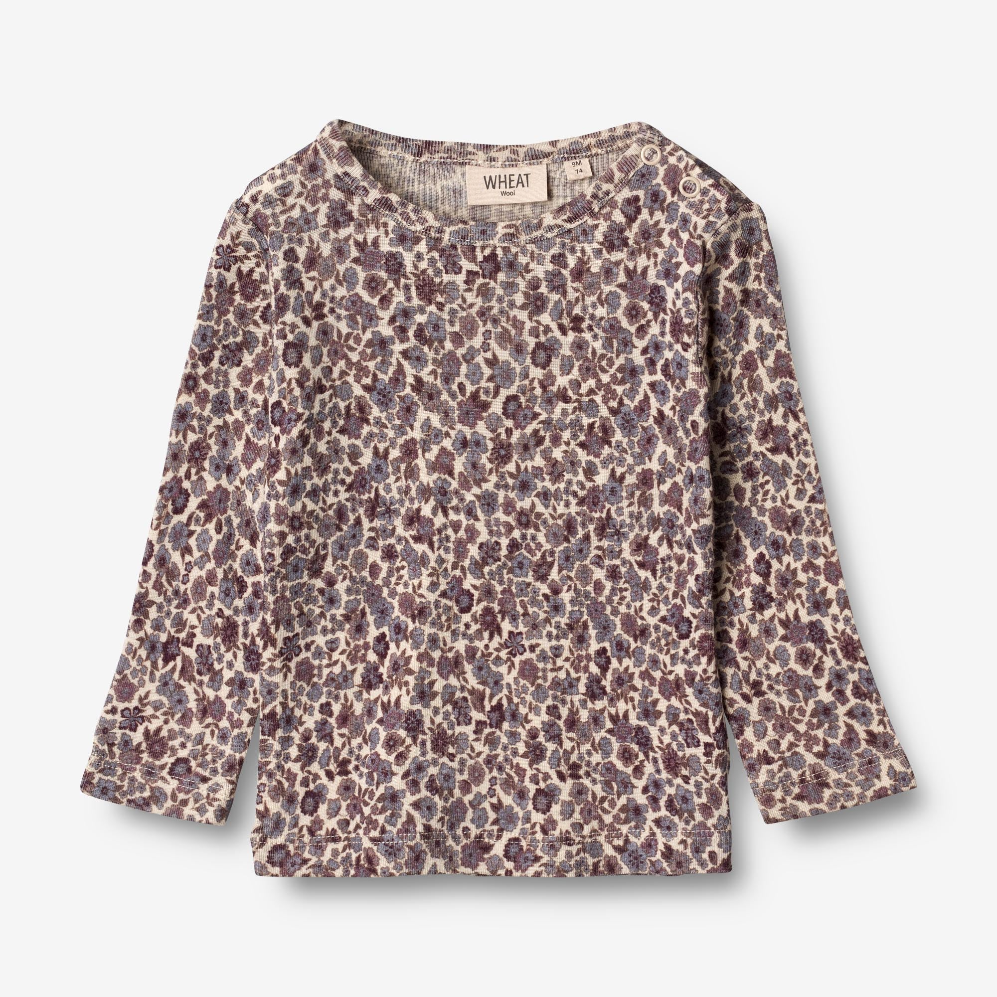 Wheat Wool Langærmet Uld T-shirt | Baby Jersey Tops and T-Shirts 1493 purple flowers