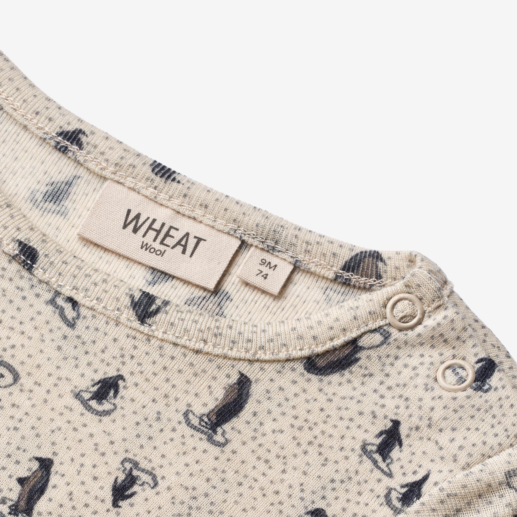 Langærmet Uld T-shirt | Baby - penguins on ice