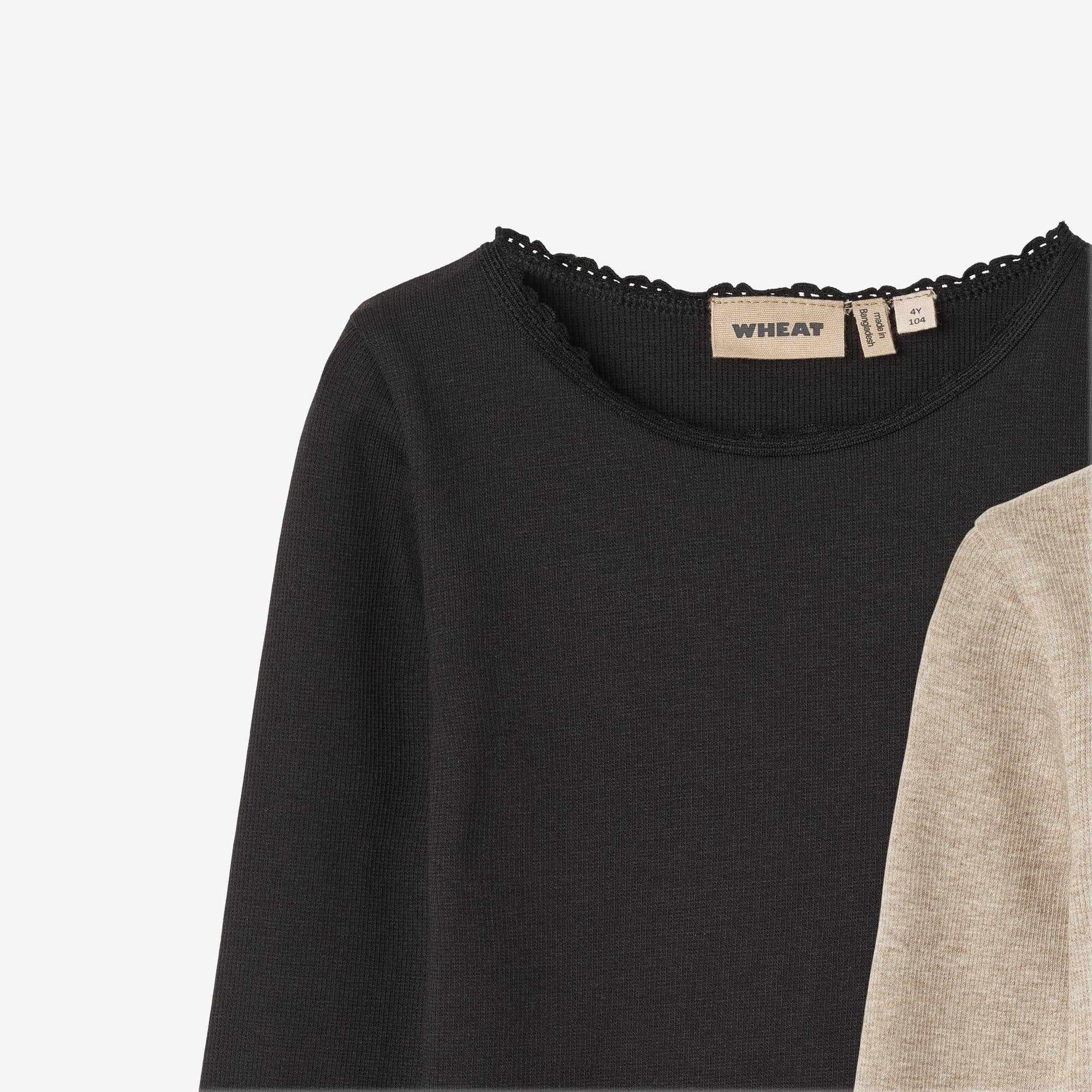 2-pak Langærmet Rib T-shirts Reese - gravel melange black
