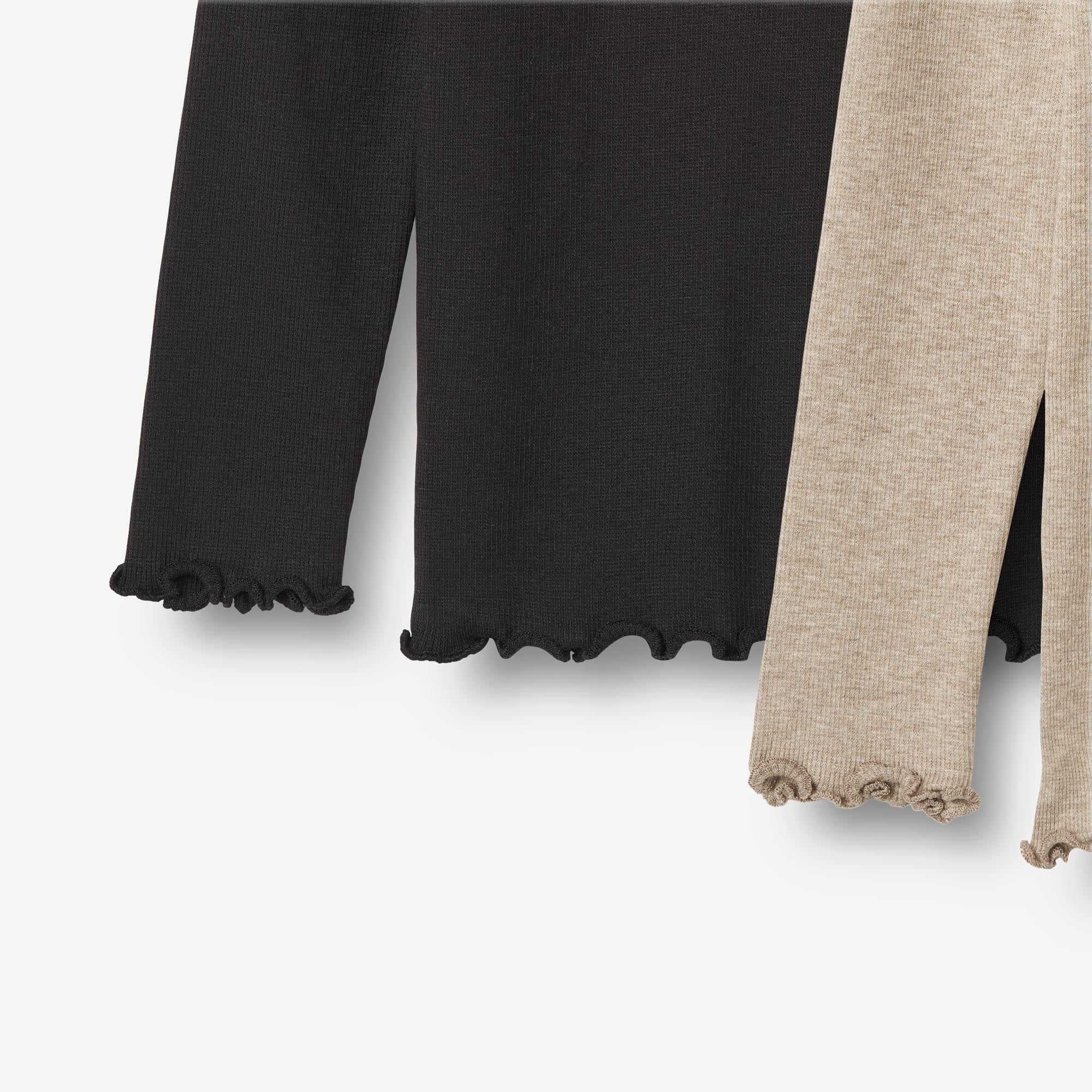 2-pak Langærmet Rib T-shirts Reese - gravel melange black