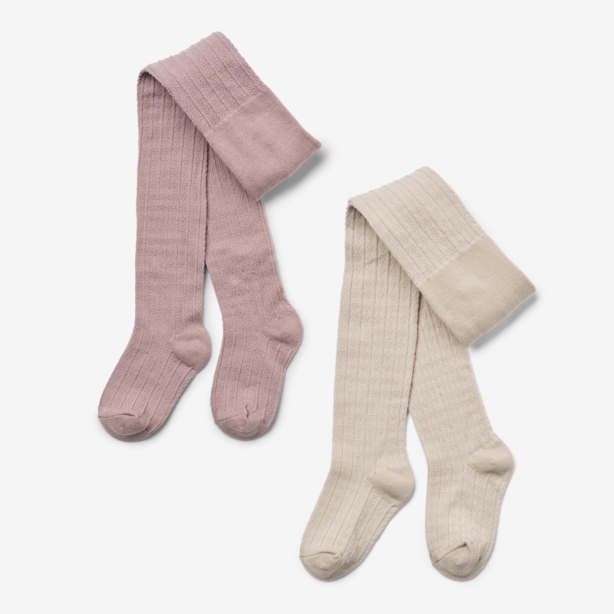 Sæt Af To Uld Blonde Strømpebukser Karla - dry rose