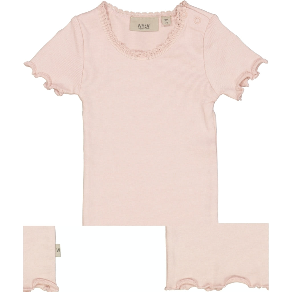 Wheat Main Kortærmet Blonde Rib T-Shirt Jersey Tops and T-Shirts 2400 powder