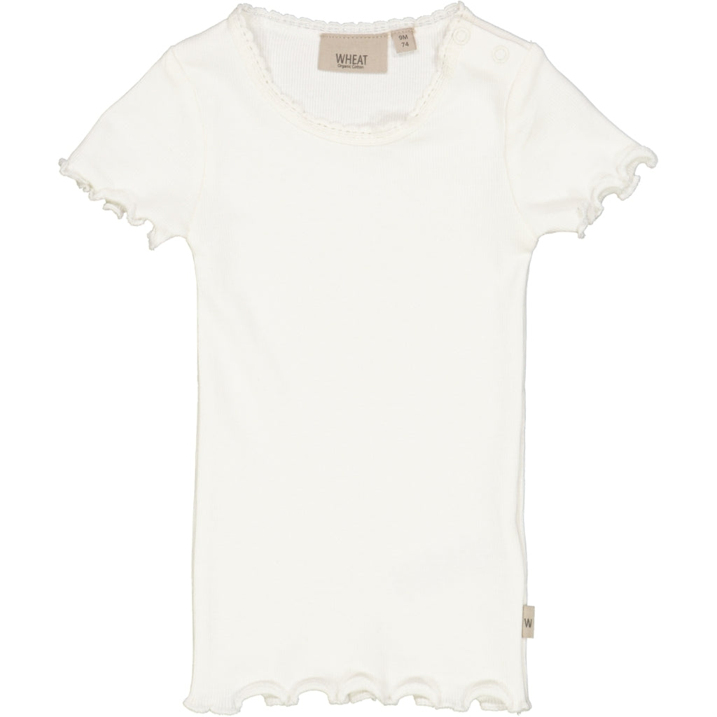 Wheat Main Kortærmet Blonde Rib T-Shirt Jersey Tops and T-Shirts 3182 ivory 