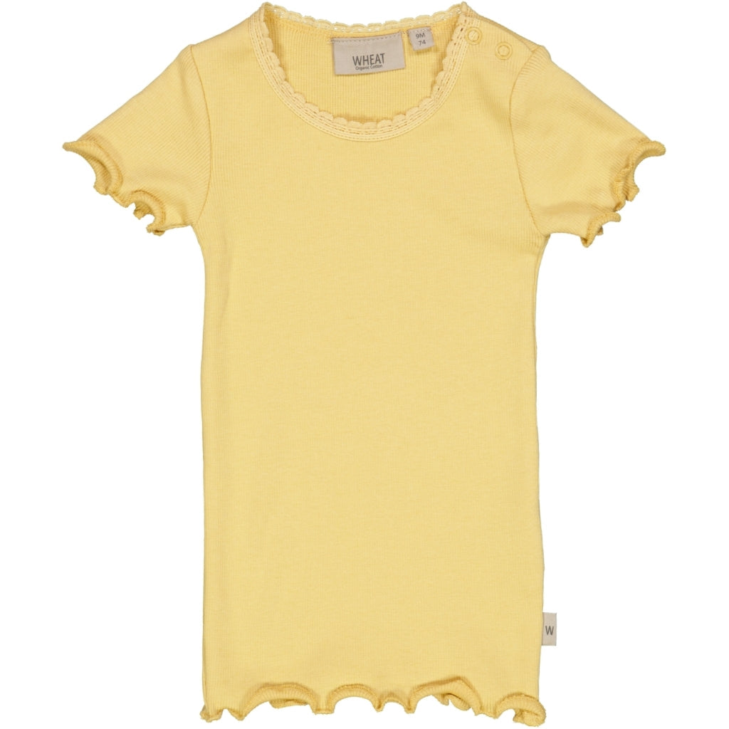 Wheat Main Kortærmet Blonde Rib T-Shirt Jersey Tops and T-Shirts 5083 sahara sun