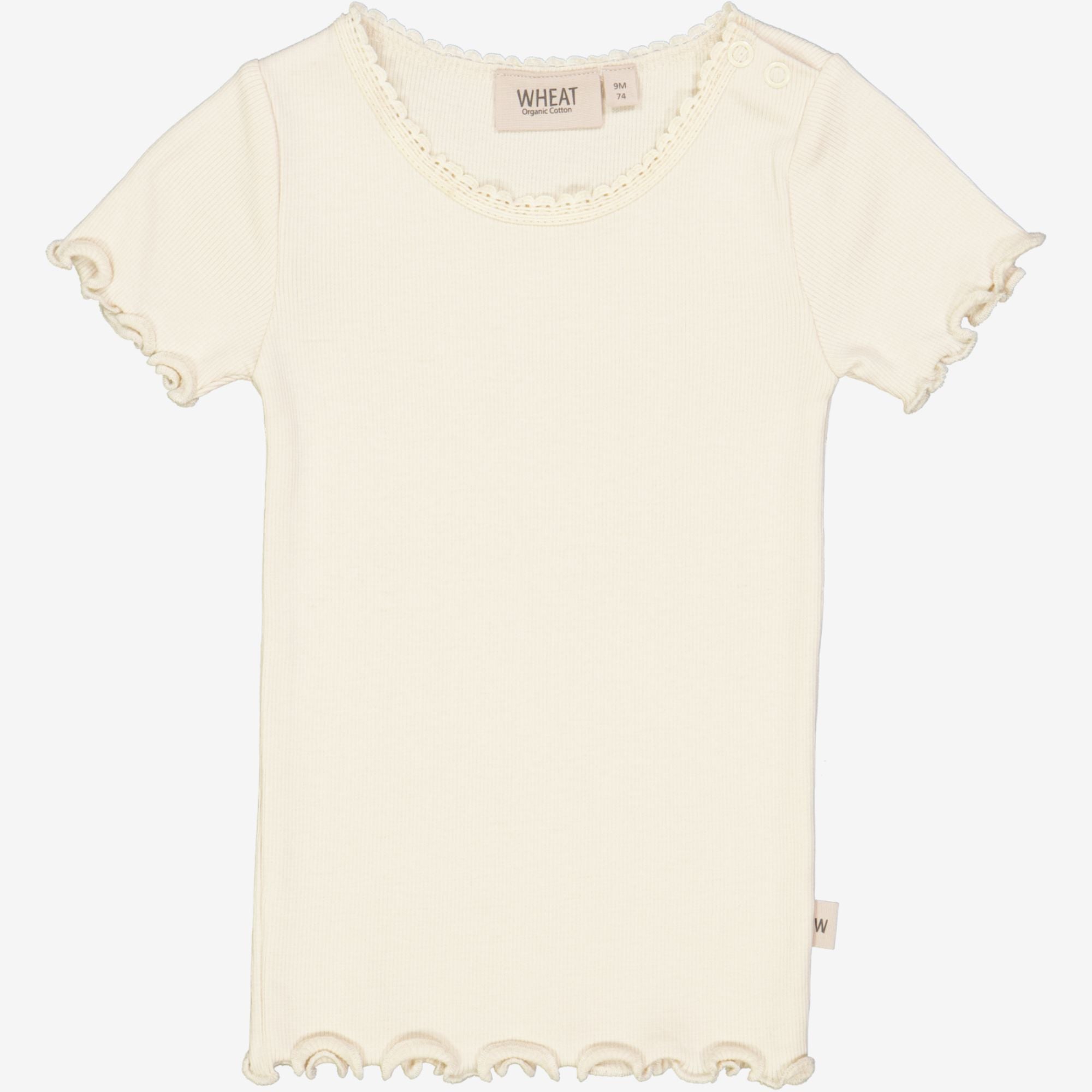 Wheat Main Kortærmet Blonde Rib T-Shirt | Baby Jersey Tops and T-Shirts 3129 eggshell 
