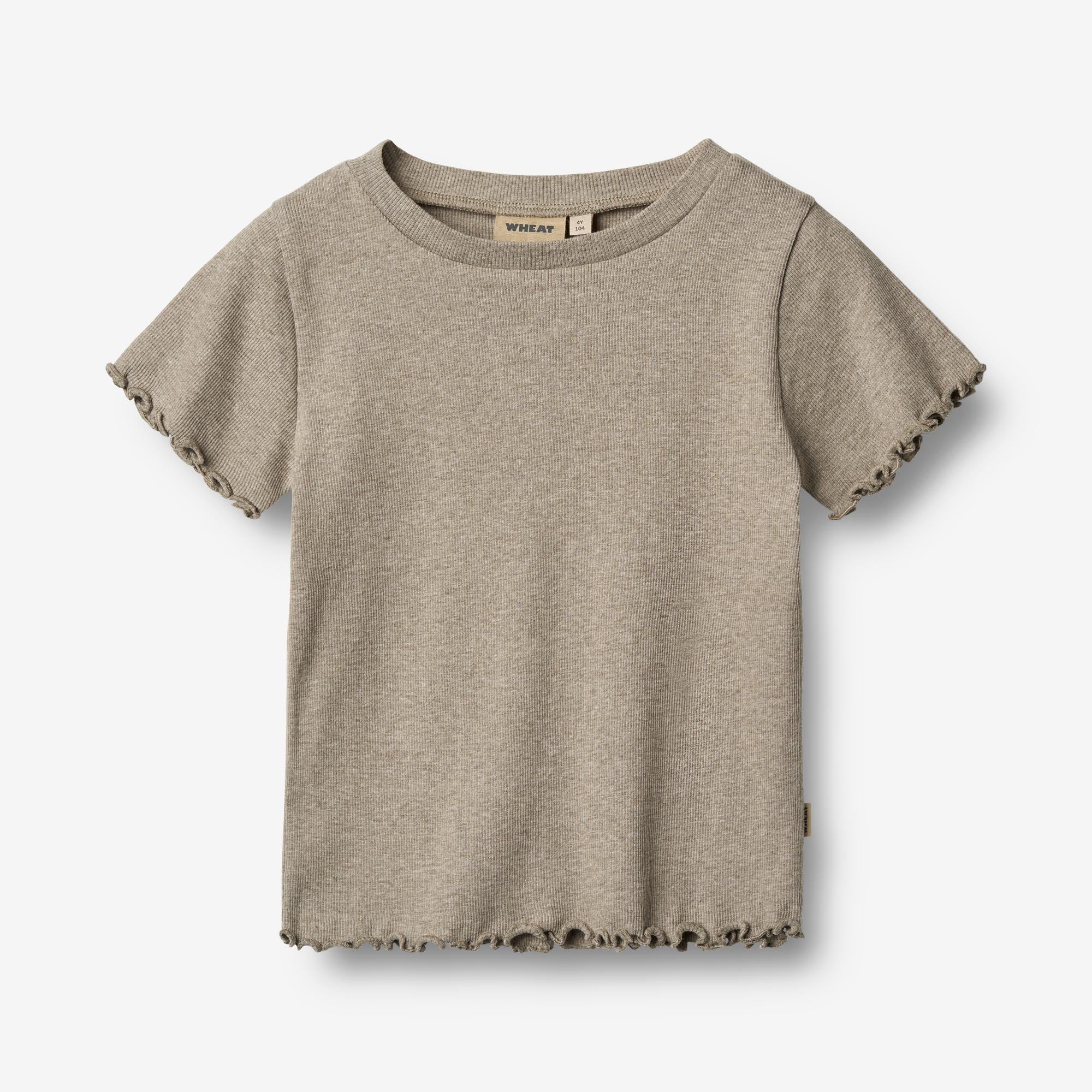 Wheat Main Kortærmet Rib T-shirt Alicia T-Shirt 0072 gravel melange