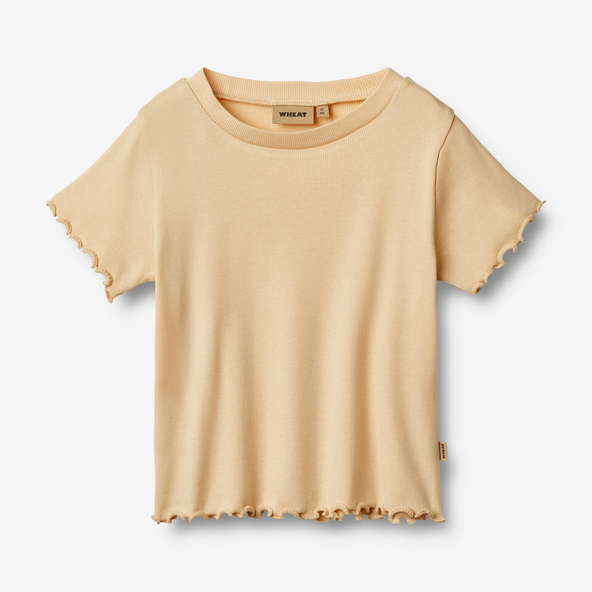 Wheat Main Kortærmet Rib T-shirt Irene Jersey Tops and T-Shirts 9430 macadamia
