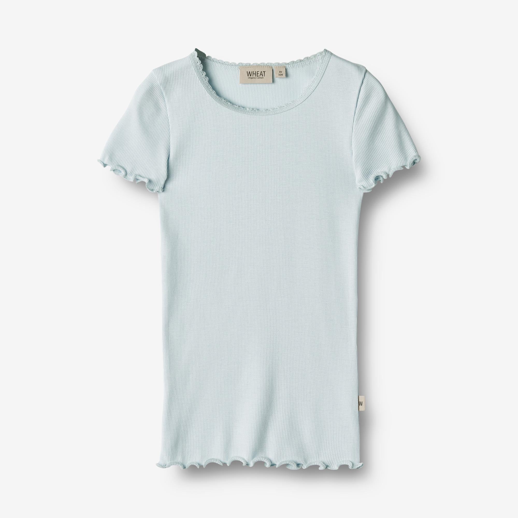 Wheat Main   Kortærmet Rib T-shirt Katie Jersey Tops and T-Shirts 4030 light blue
