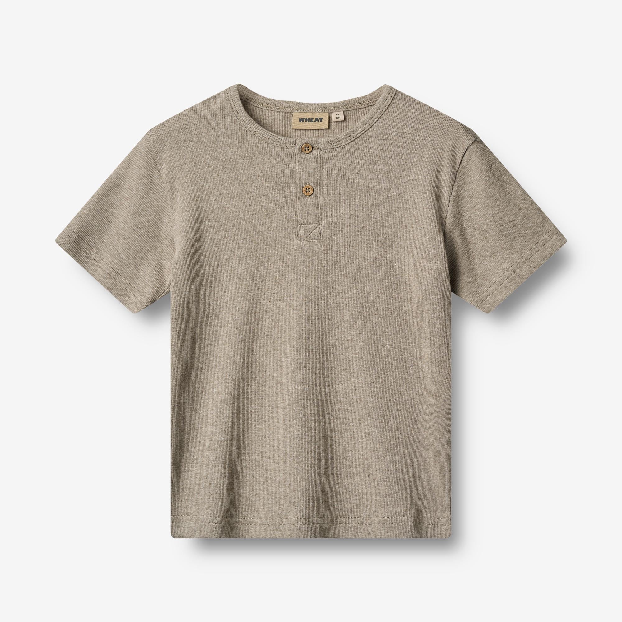 Wheat Main Kortærmet Rib T-shirt Lumi Jersey Tops and T-Shirts 0072 gravel melange