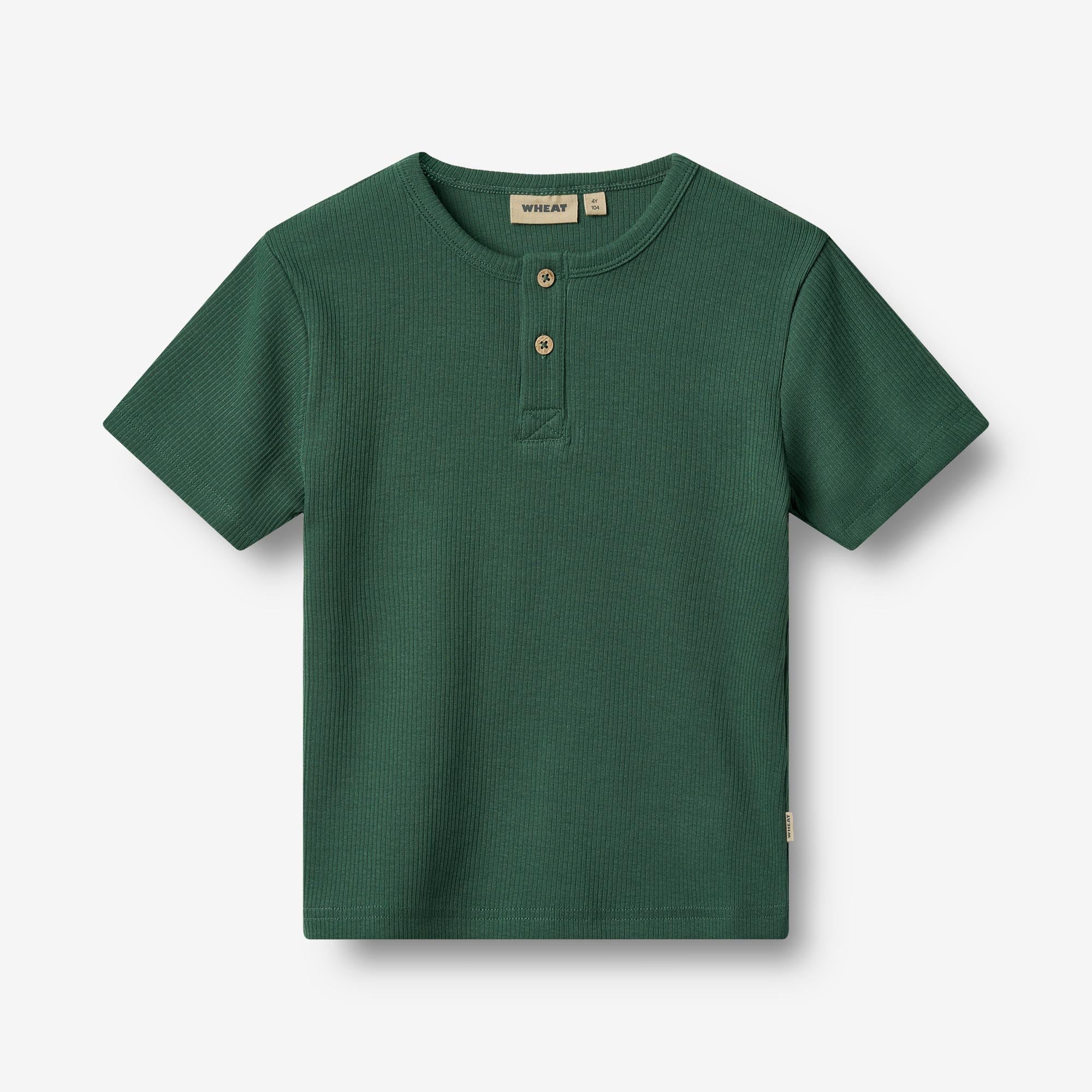 Wheat Main Kortærmet Rib T-shirt Lumi Jersey Tops and T-Shirts 4140 green