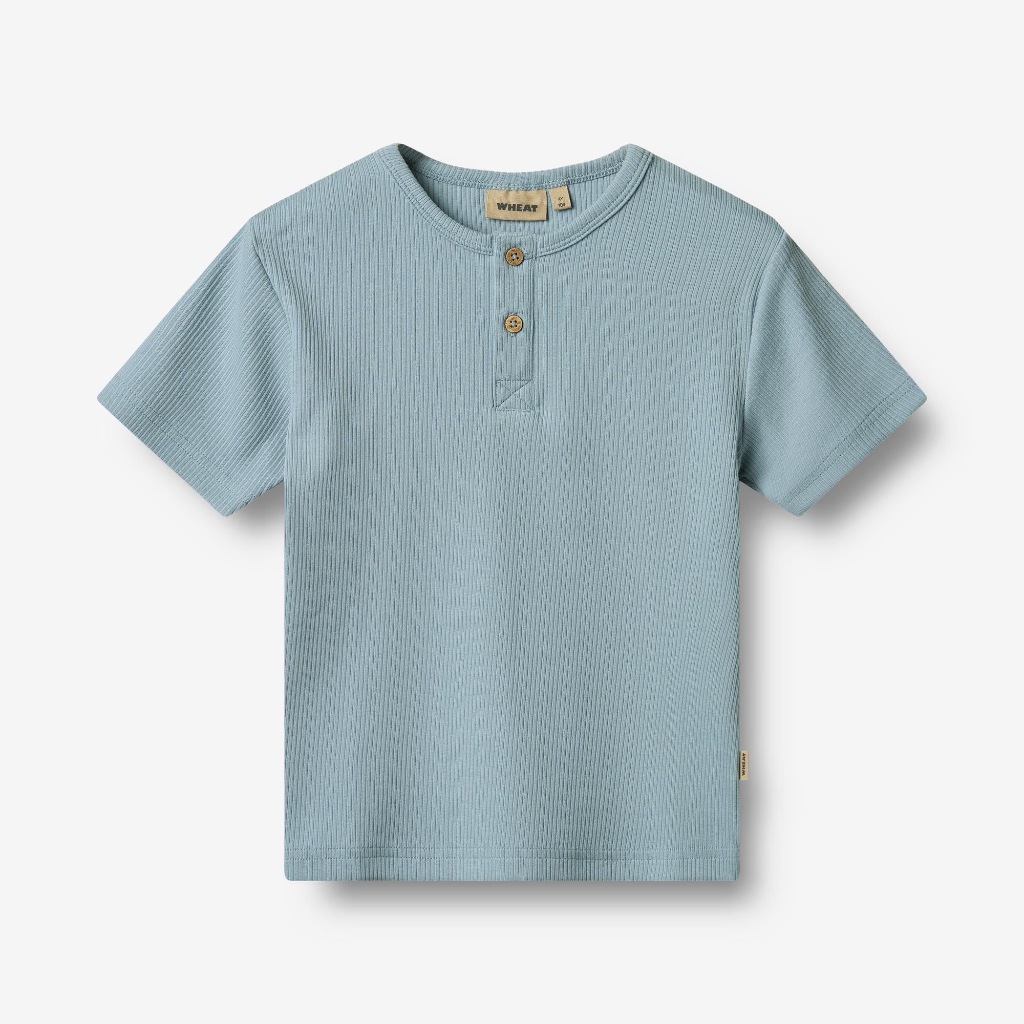 Wheat Main Kortærmet Rib T-shirt Lumi Jersey Tops and T-Shirts 9419 calm blue
