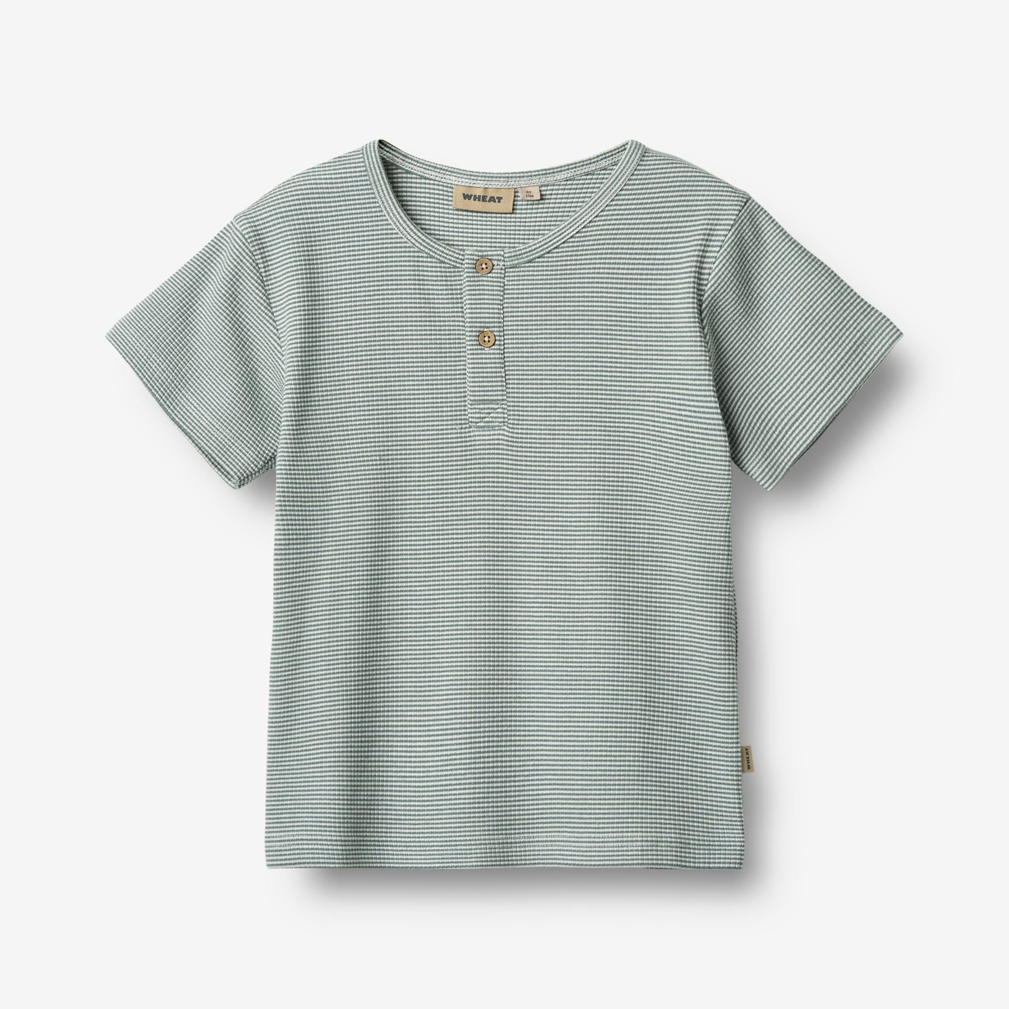 Wheat Main Kortærmet Rib T-shirt Lumi Jersey Tops and T-Shirts 9442 stormy sea stripe