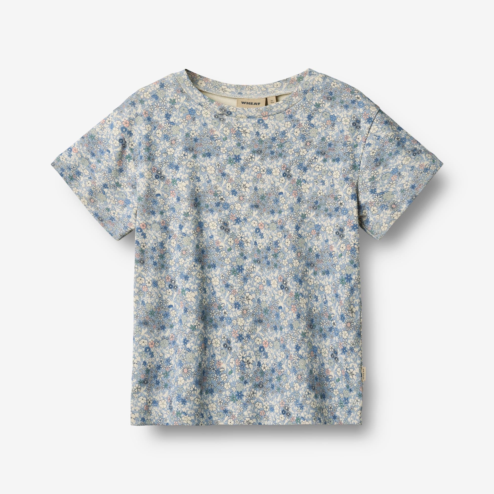 Wheat Main Kortærmet T-Shirt Ella Jersey Tops and T-Shirts 9418 blue summer flowers