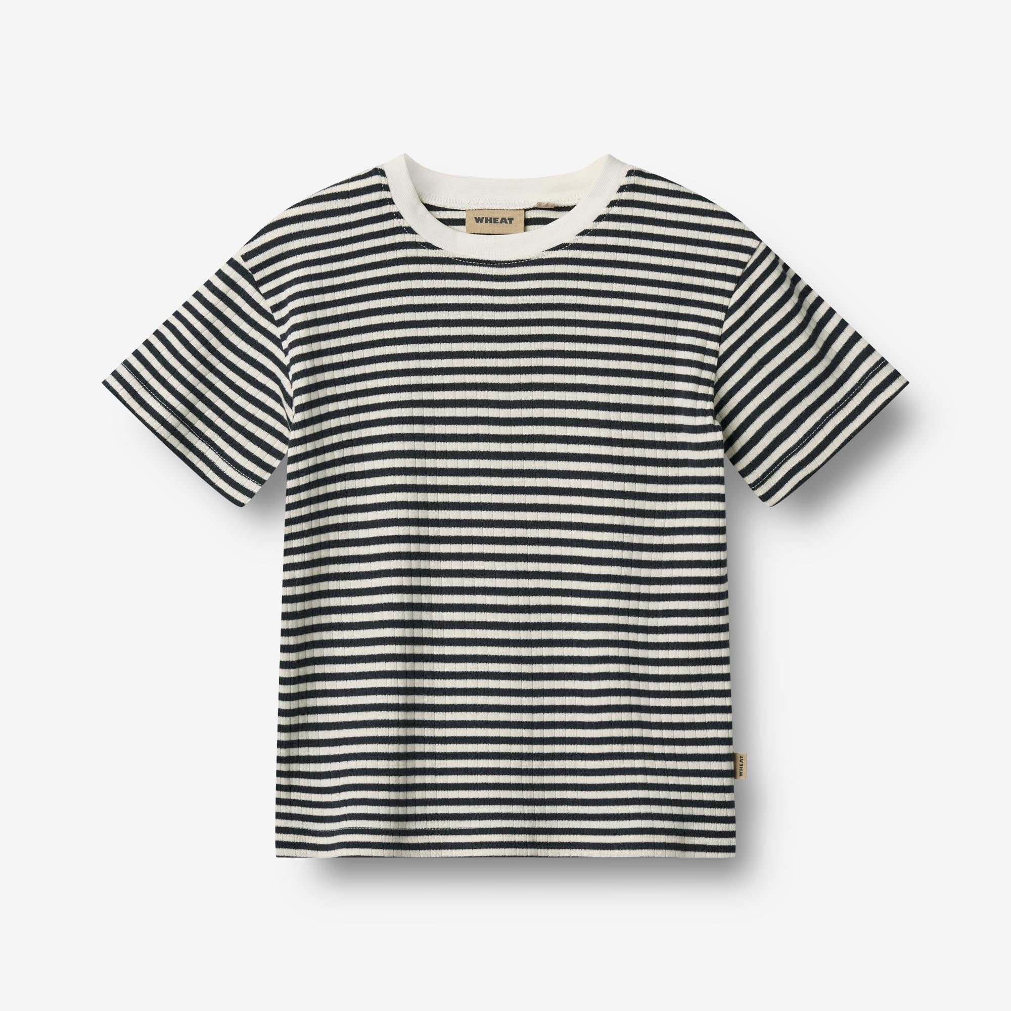 Wheat Main Kortærmet T-shirt Fabian T-Shirt 9432 navy rib stripe