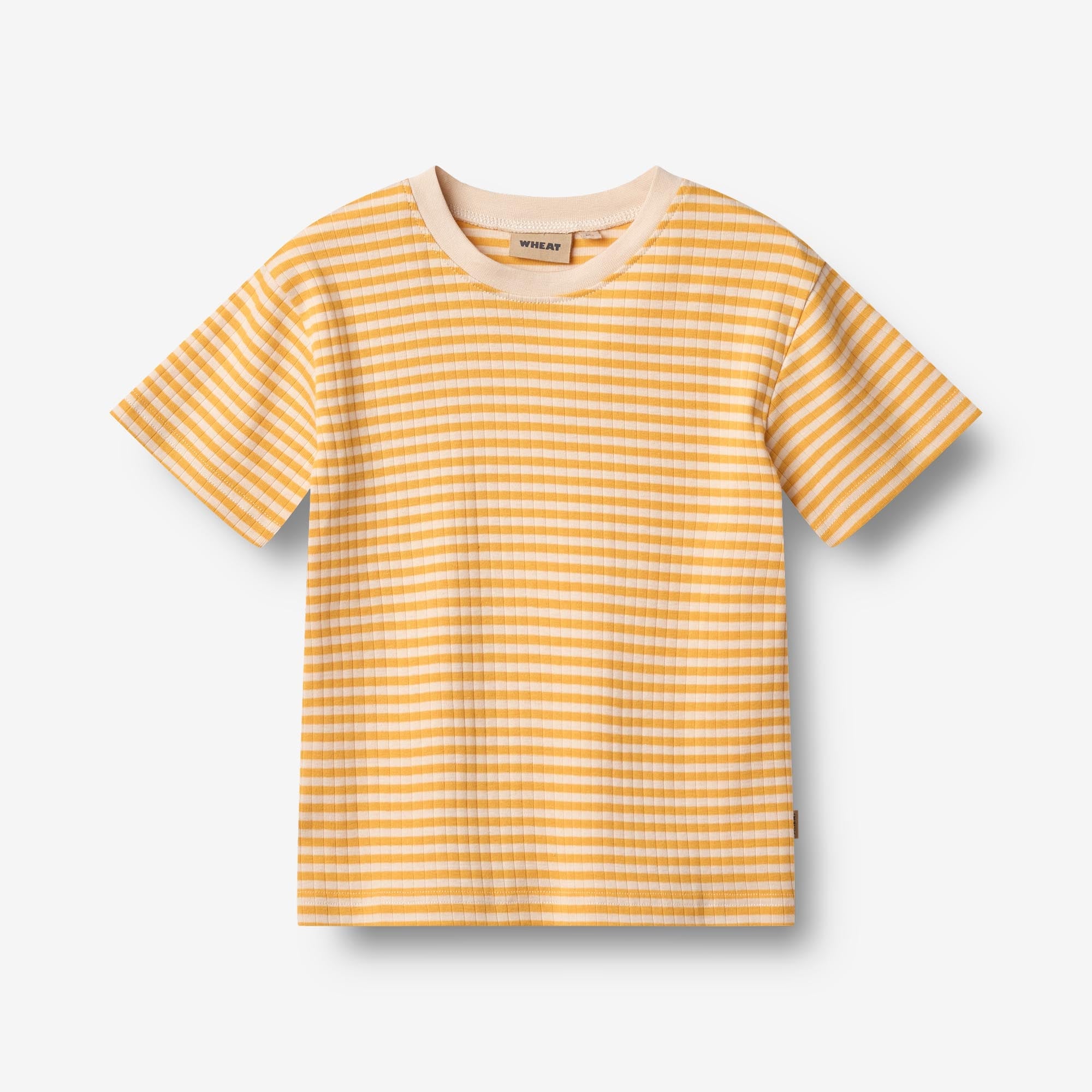 Wheat Main Kortærmet T-shirt Fabian T-Shirt 9449 yellow rib stripe