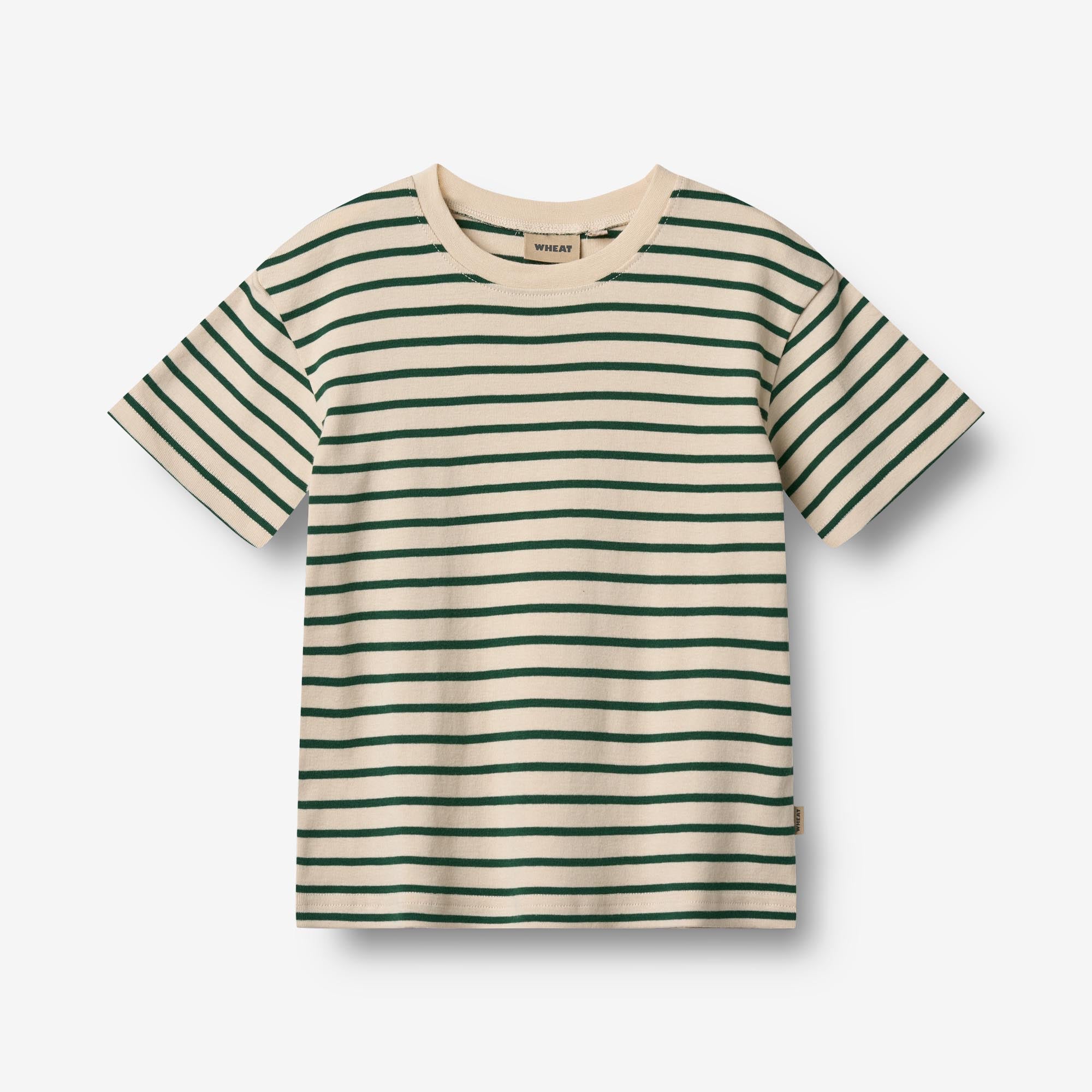 Wheat Main Kortærmet T-shirt Fabian T-Shirt 4142 green stripe