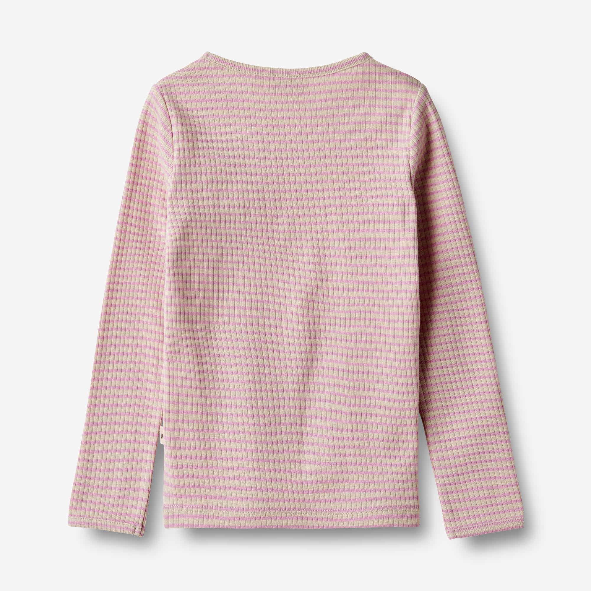 Langærmet Basis T-shirt Britt - pink lilac stripe