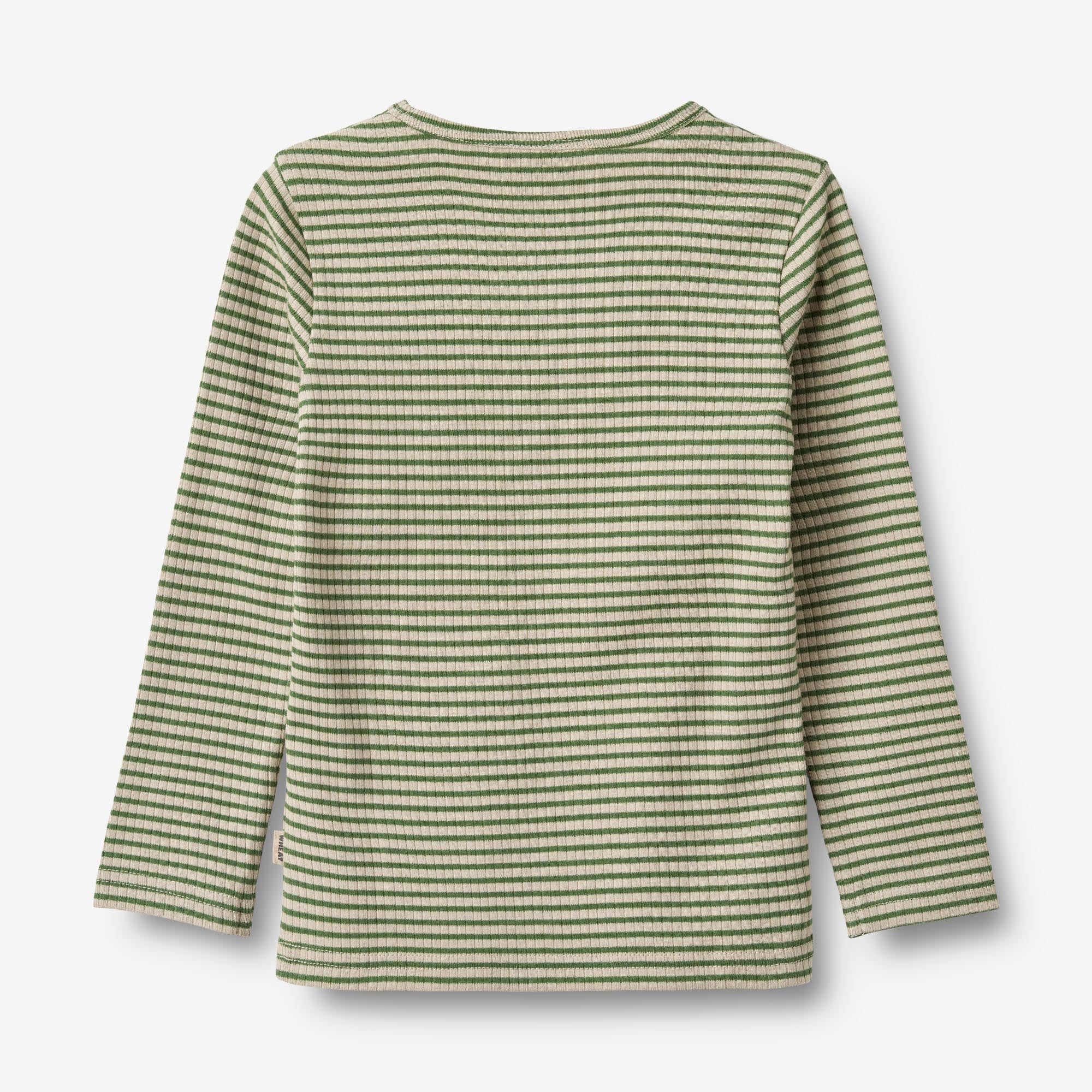 Langærmet Basis T-shirt Stig - elm green stripe