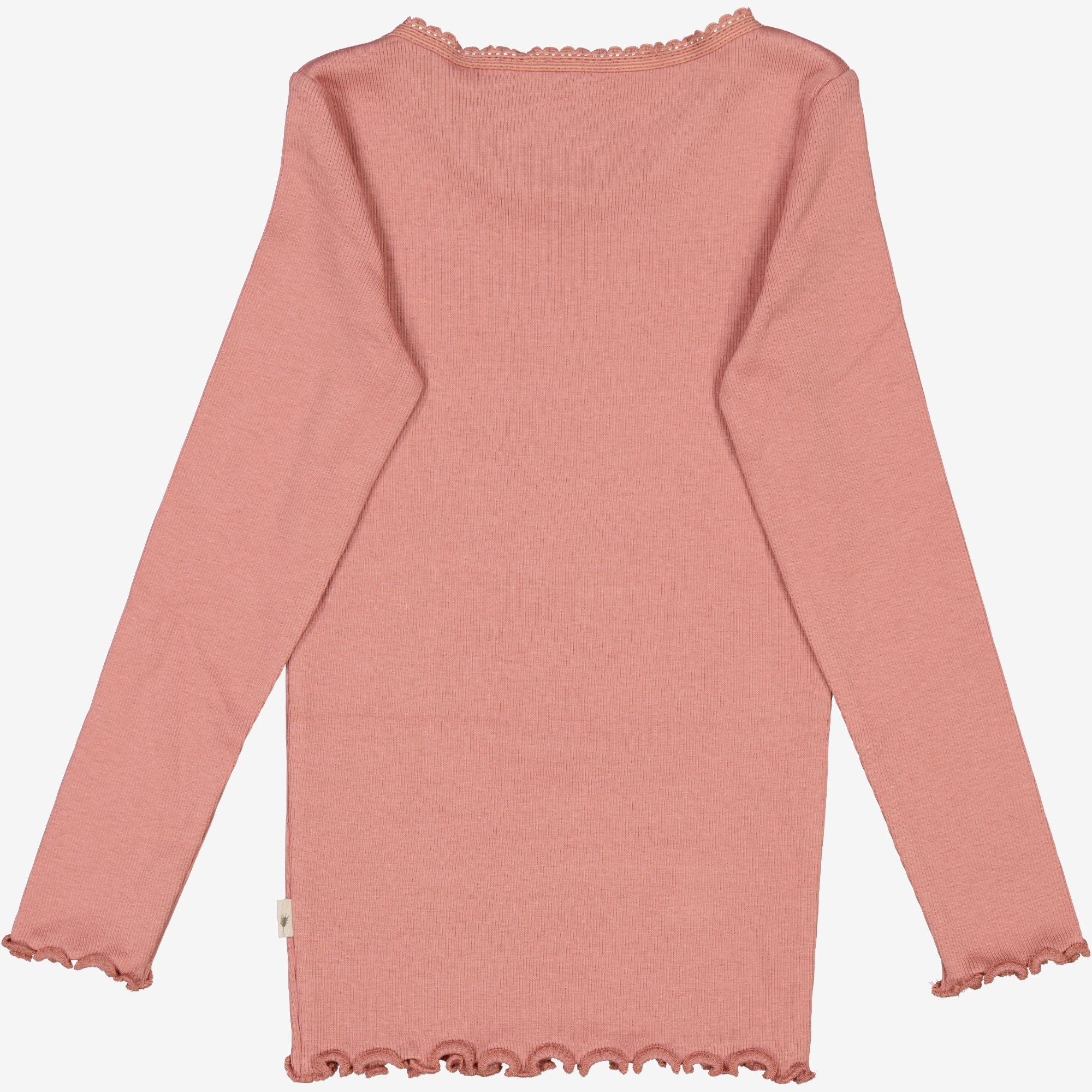Langærmet Blonde Rib T-shirt - old rose