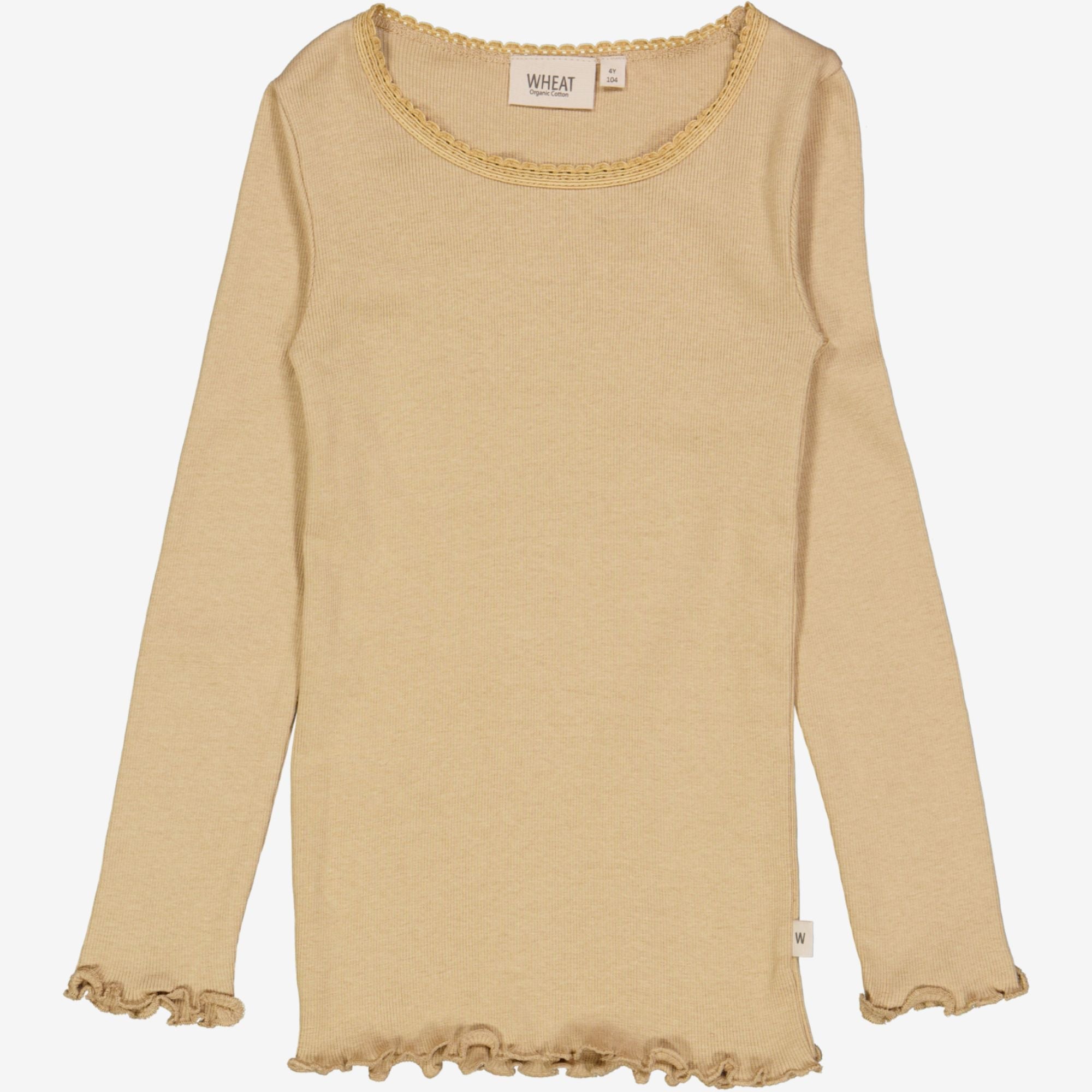 Wheat Main Langærmet Blonde Rib T-shirt Jersey Tops and T-Shirts 3308 latte