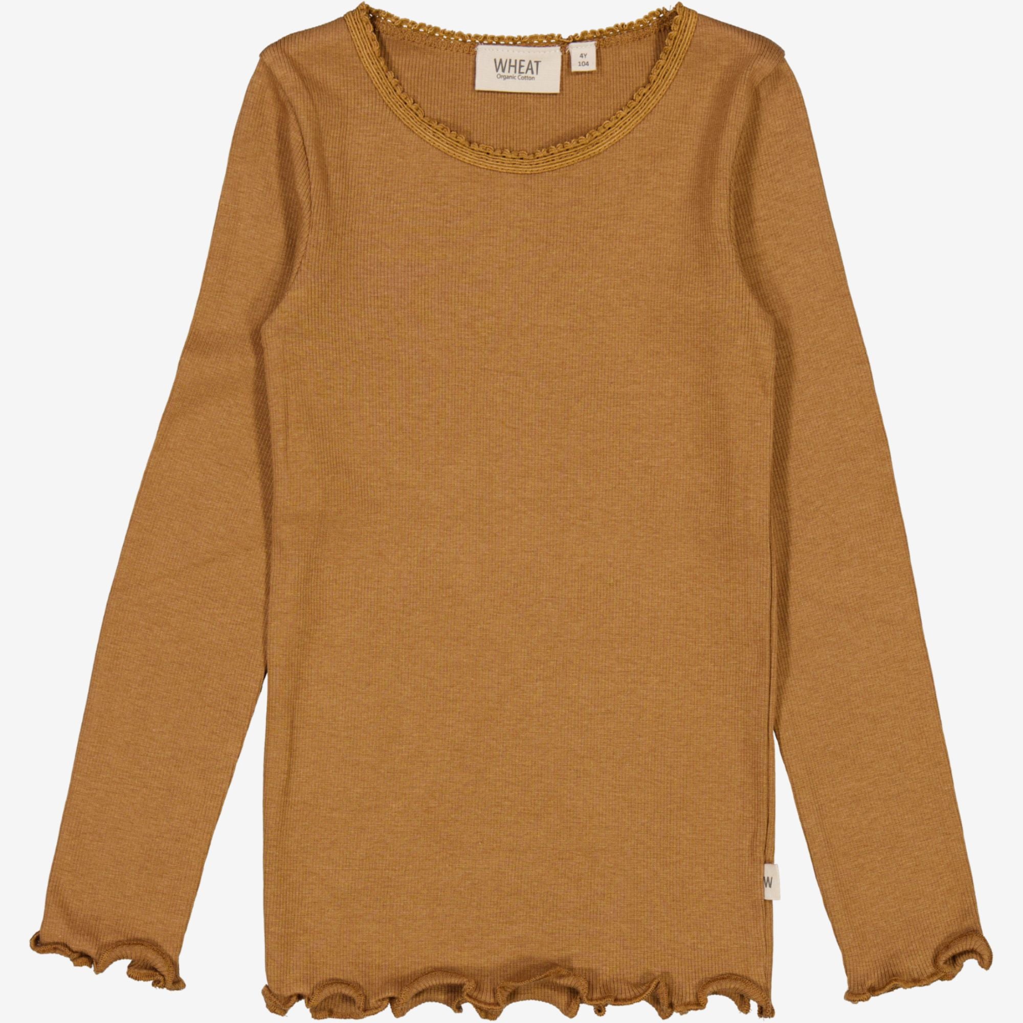 Wheat Main Langærmet Blonde Rib T-shirt Jersey Tops and T-Shirts 5073 caramel