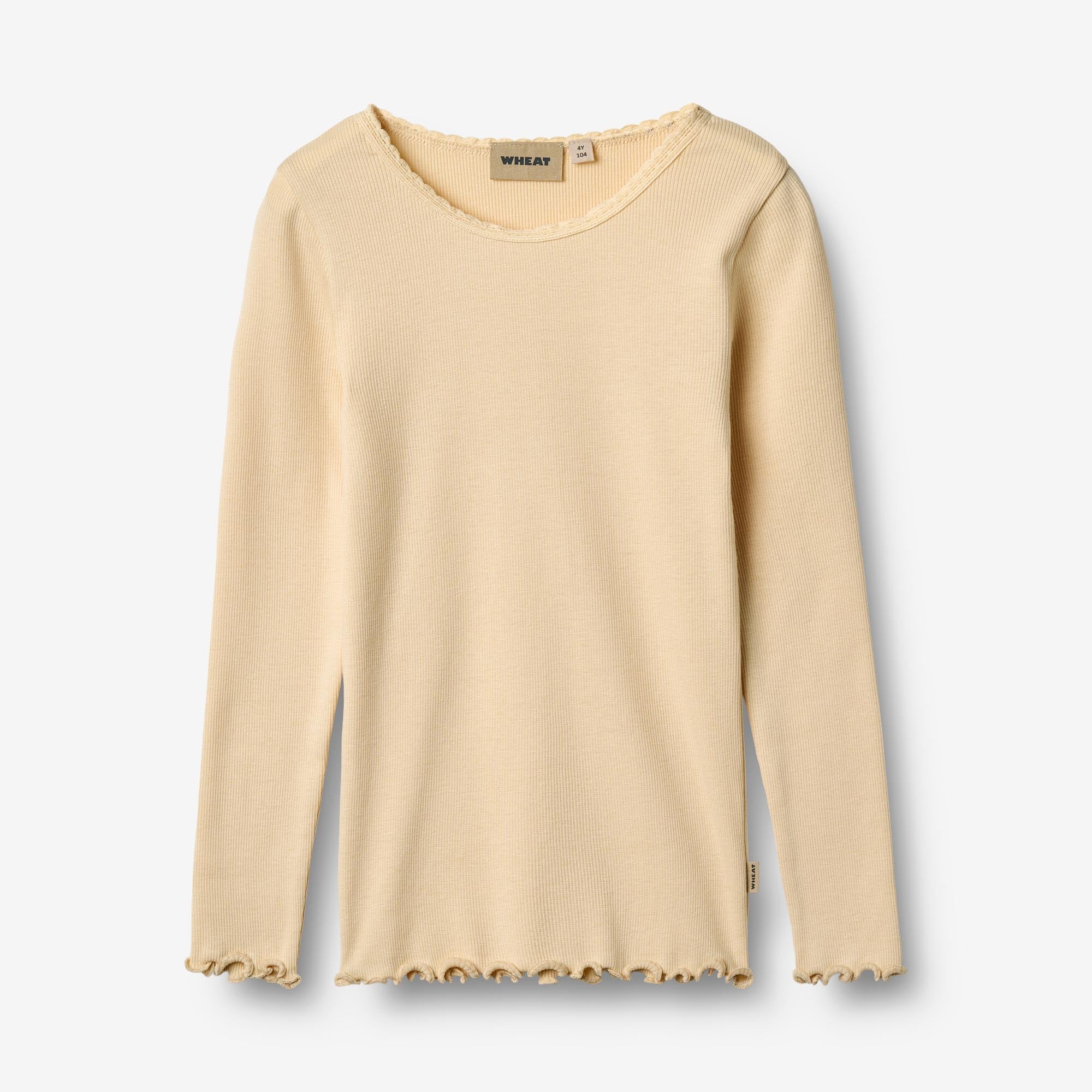 Wheat Main Langærmet Rib T-Shirt Reese T-Shirt 9430 macadamia