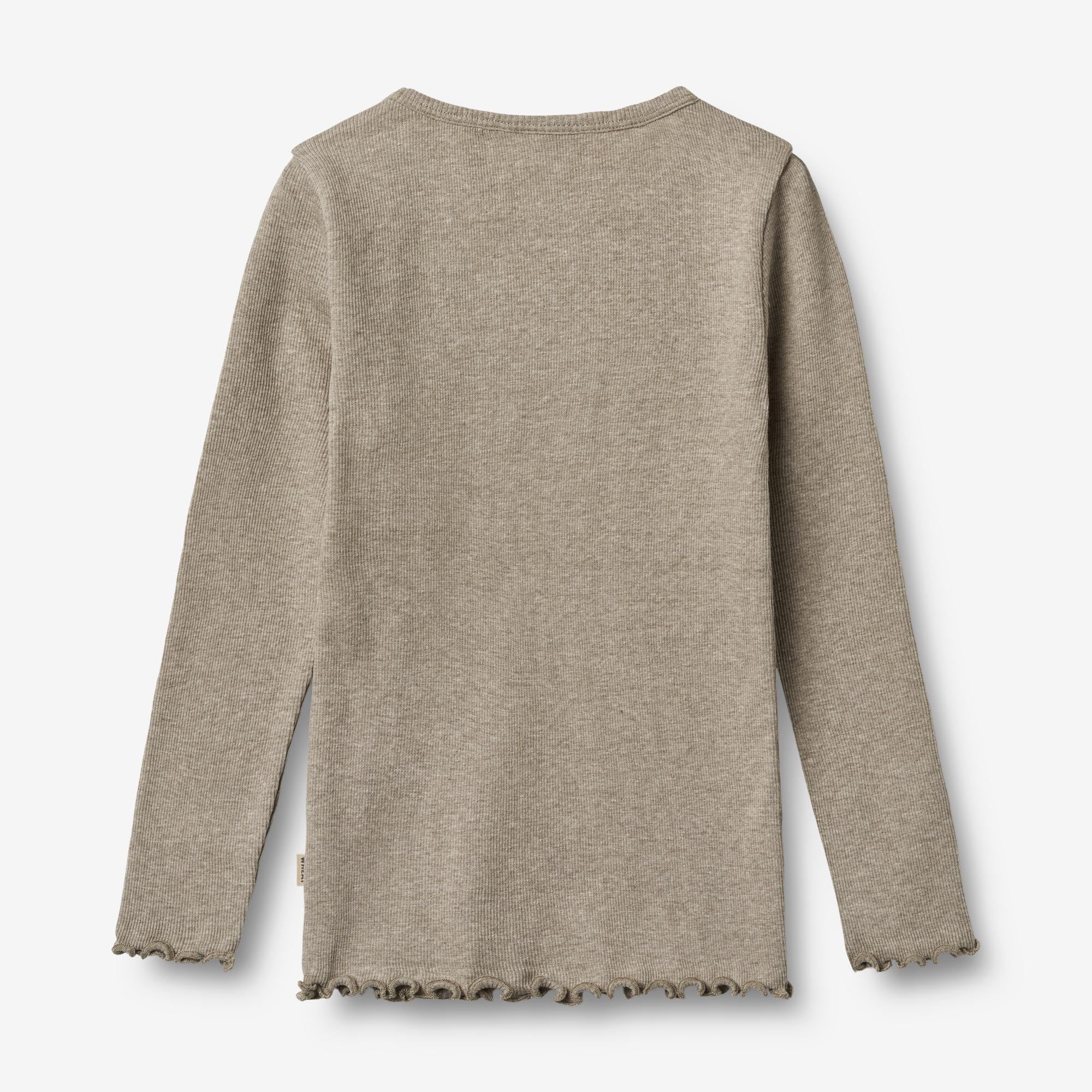 Langærmet Rib T-shirt Ida - gravel melange