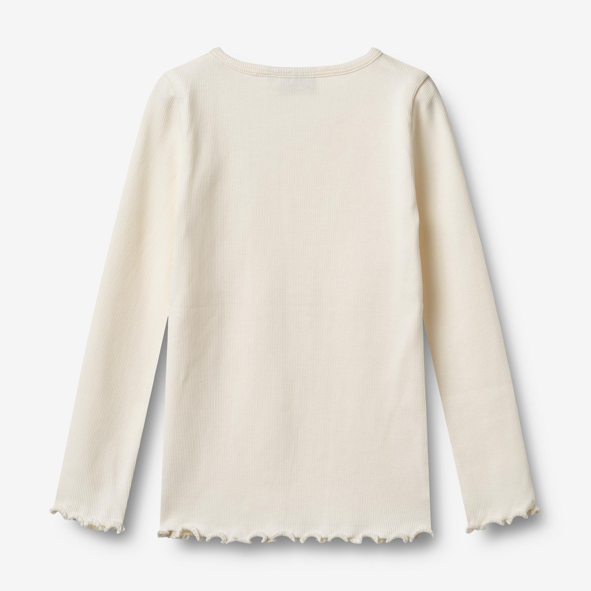 Langærmet Rib T-shirt Ida - ivory