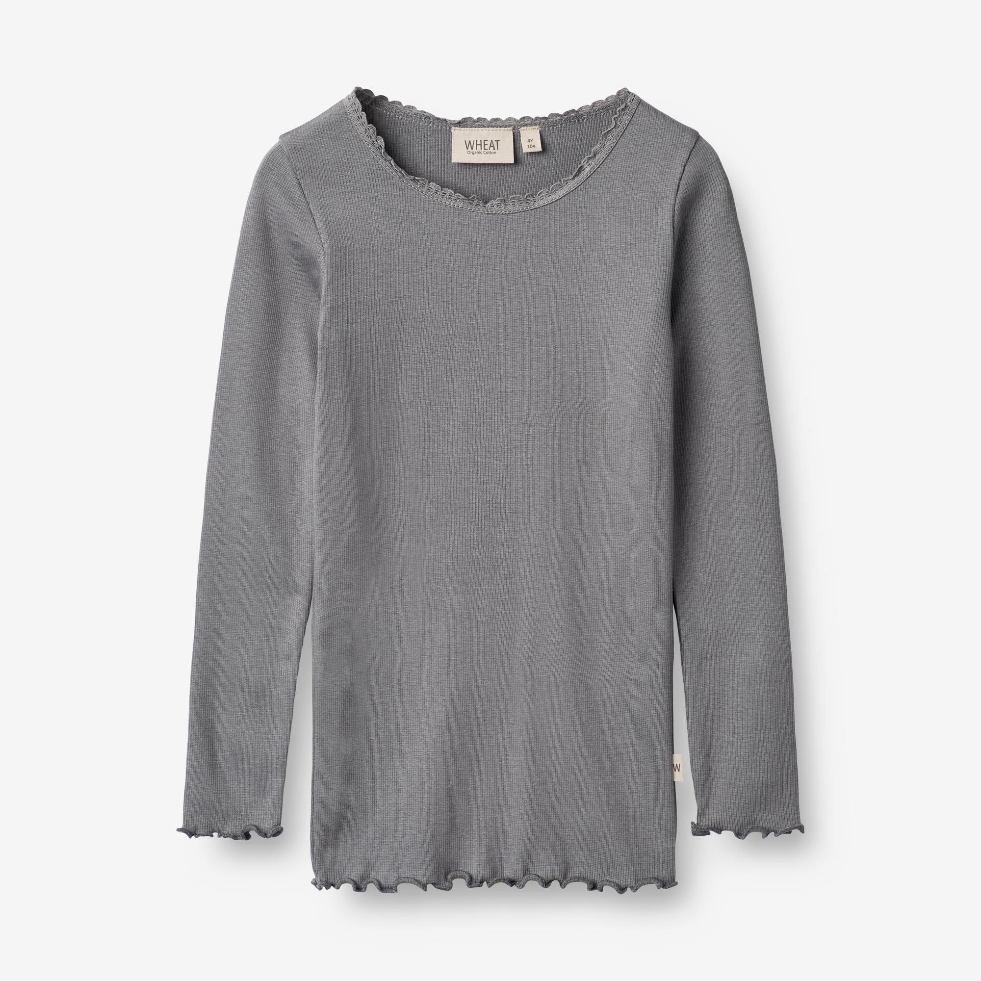 Wheat Main  Langærmet Rib T-shirt Reese Jersey Tops and T-Shirts 1525 autumn sky