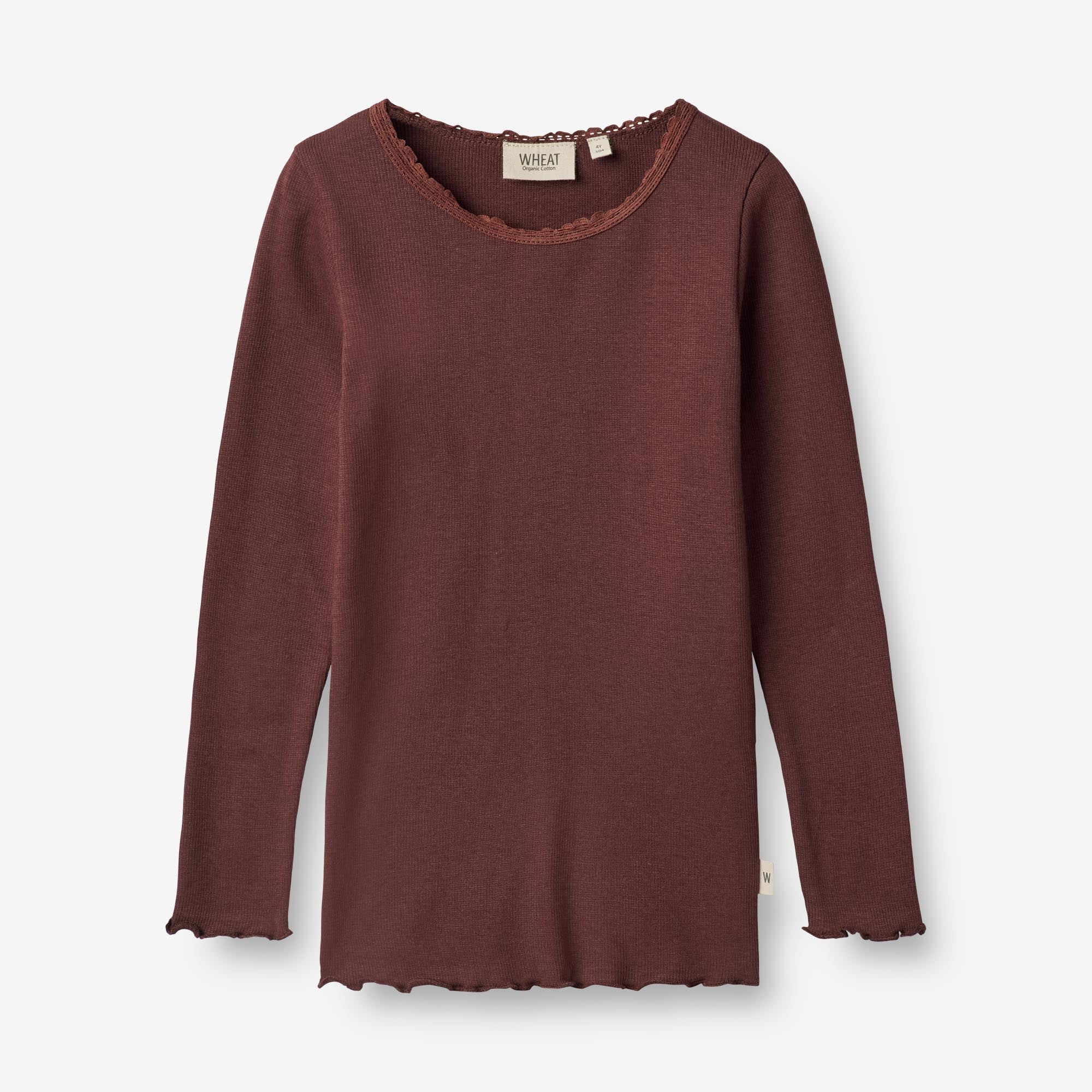 Wheat Main  Langærmet Rib T-shirt Reese Jersey Tops and T-Shirts 2118 aubergine