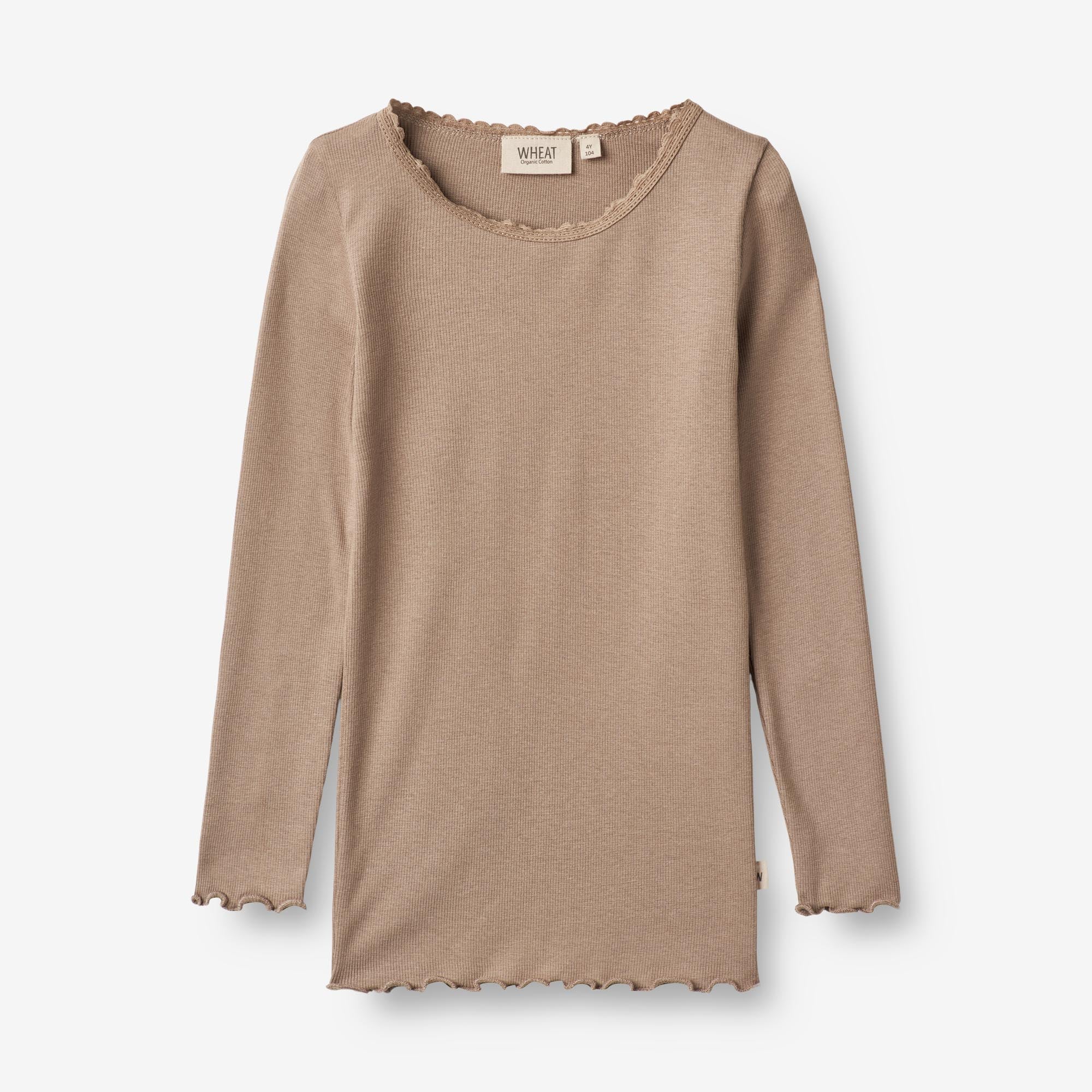 Wheat Main  Langærmet Rib T-shirt Reese Jersey Tops and T-Shirts 3006 soft brown