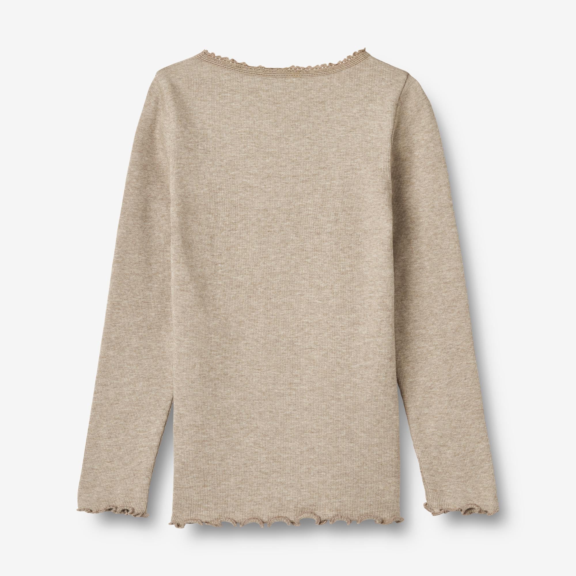 Langærmet Rib T-shirt Reese - gravel melange