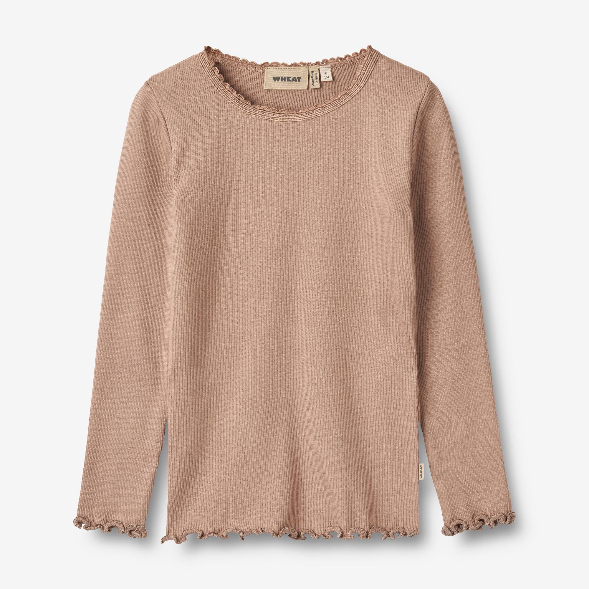 Wheat Main Langærmet Rib T-shirt Reese Jersey Tops and T-Shirts 1164 nougat rose