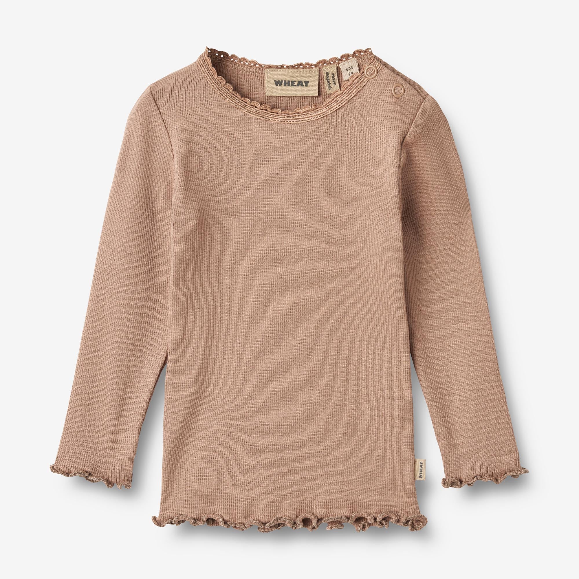 Wheat Main Langærmet Rib T-shirt Reese | Baby Jersey Tops and T-Shirts 1164 nougat rose