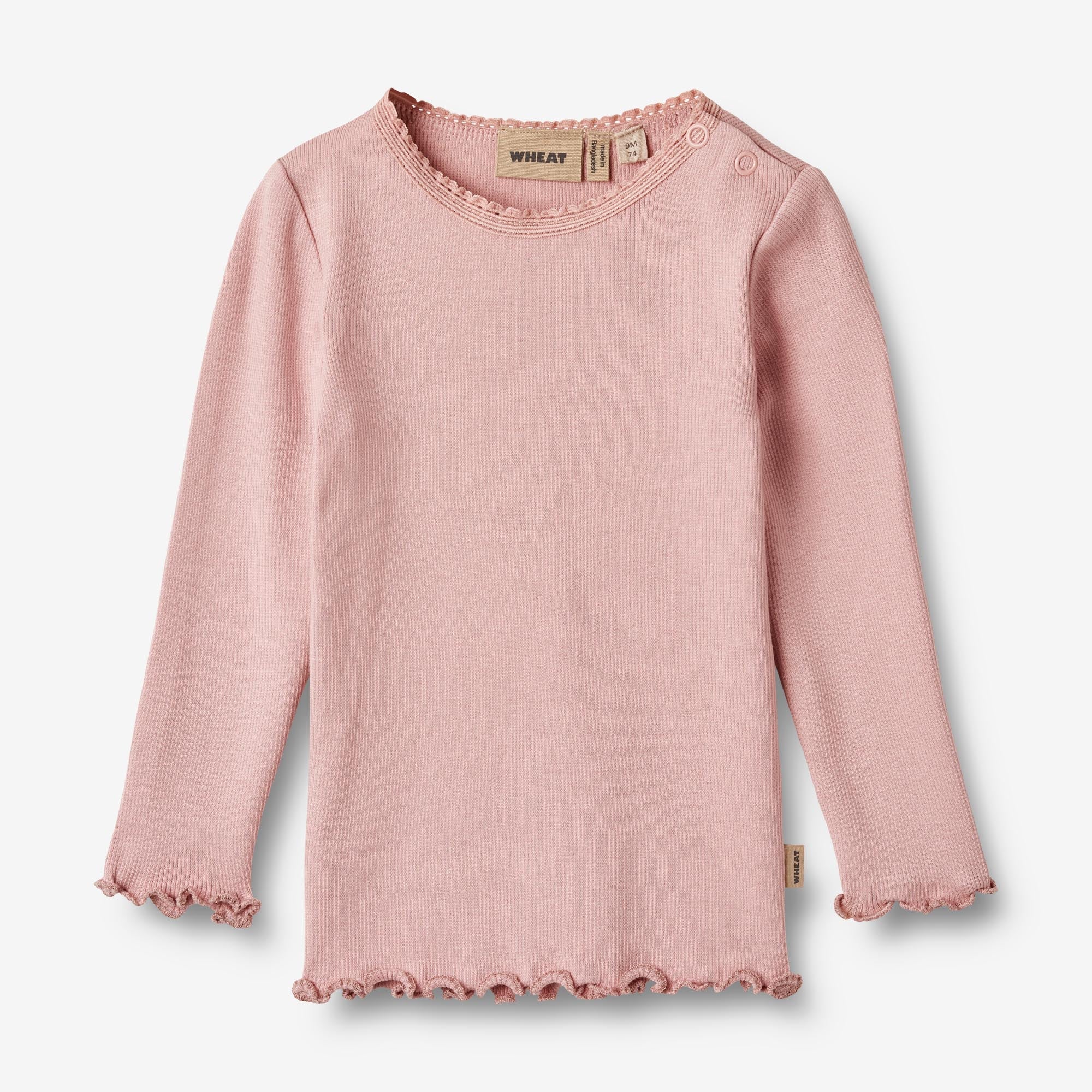 Wheat Main Langærmet Rib T-shirt Reese | Baby Jersey Tops and T-Shirts 1188 rose frost