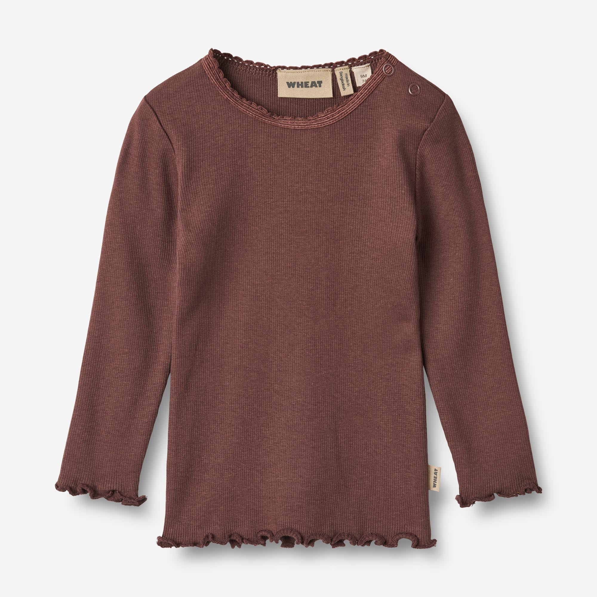 Wheat Main Langærmet Rib T-shirt Reese | Baby Jersey Tops and T-Shirts 3118 eggplant