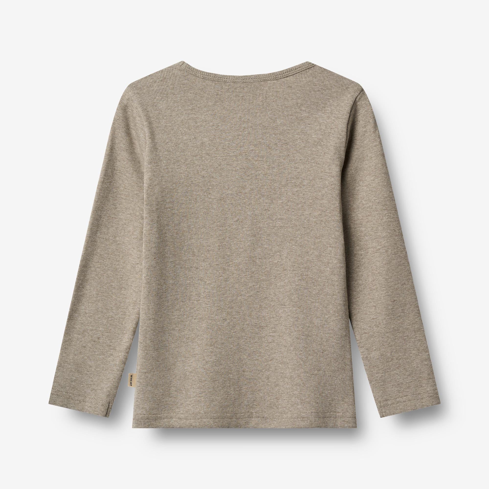 Langærmet Rib T-shirt Stig - gravel melange